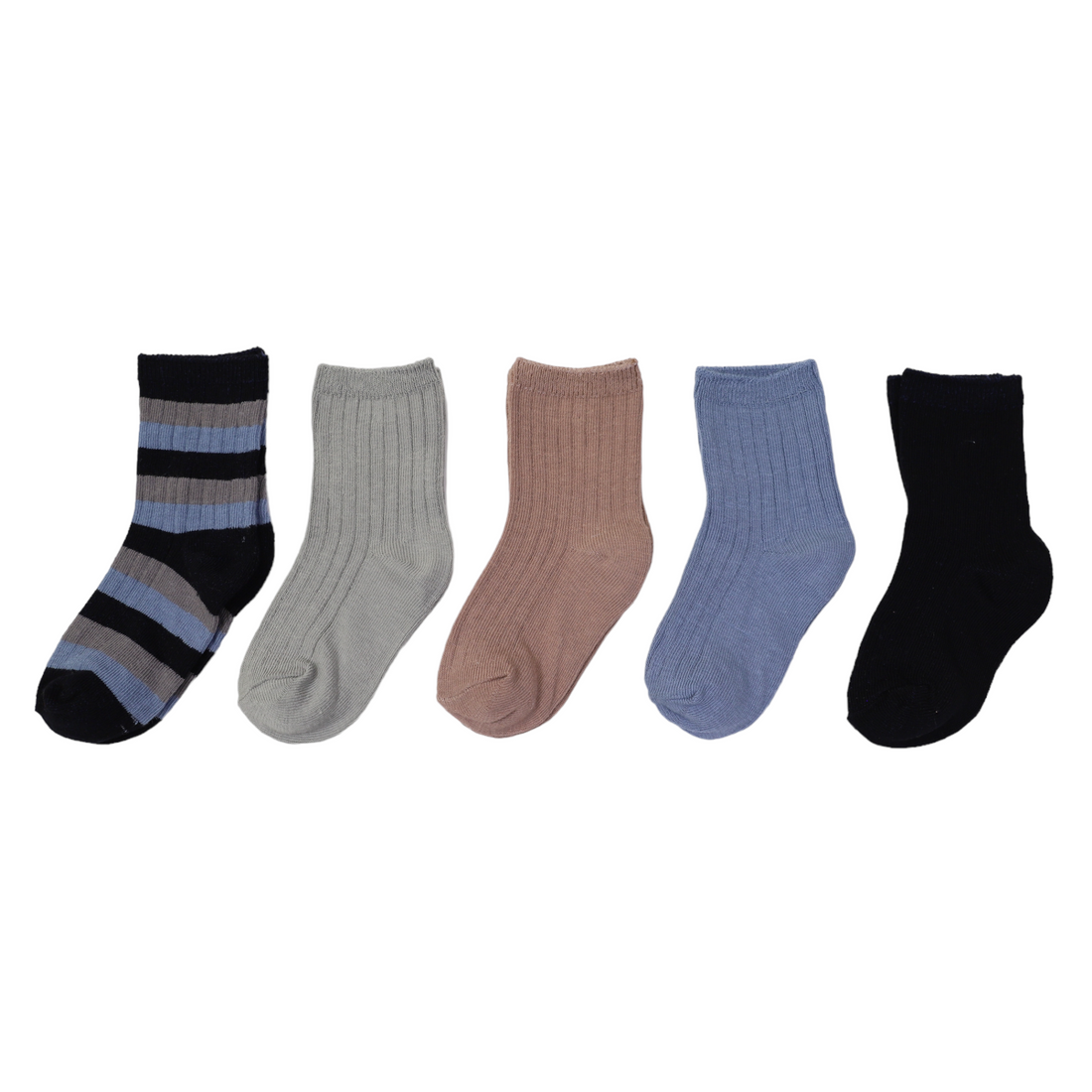 Korango | 5 Pack Socks - Plain With Navy Stripe
