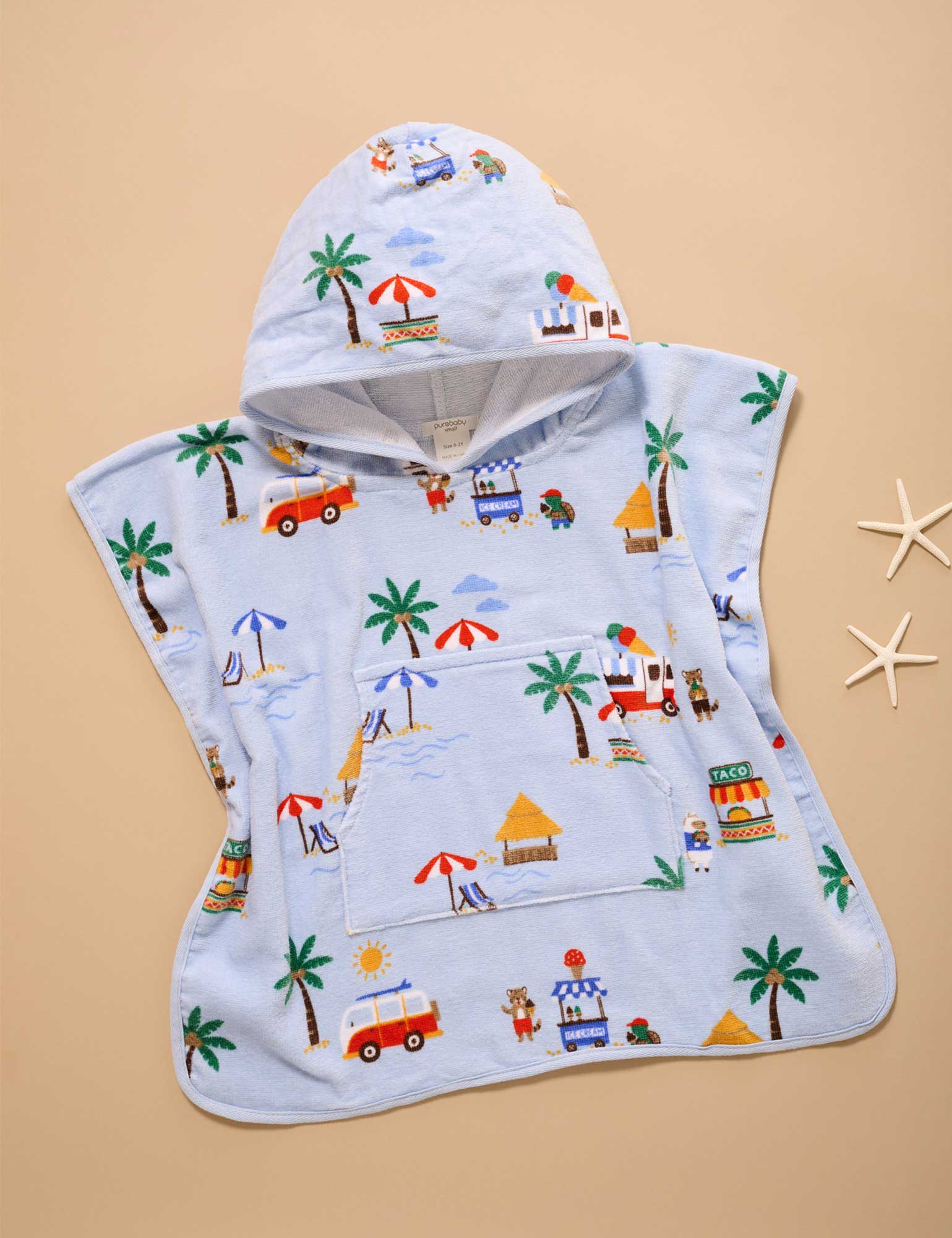 Purebaby Towelling Poncho - Cancun Print