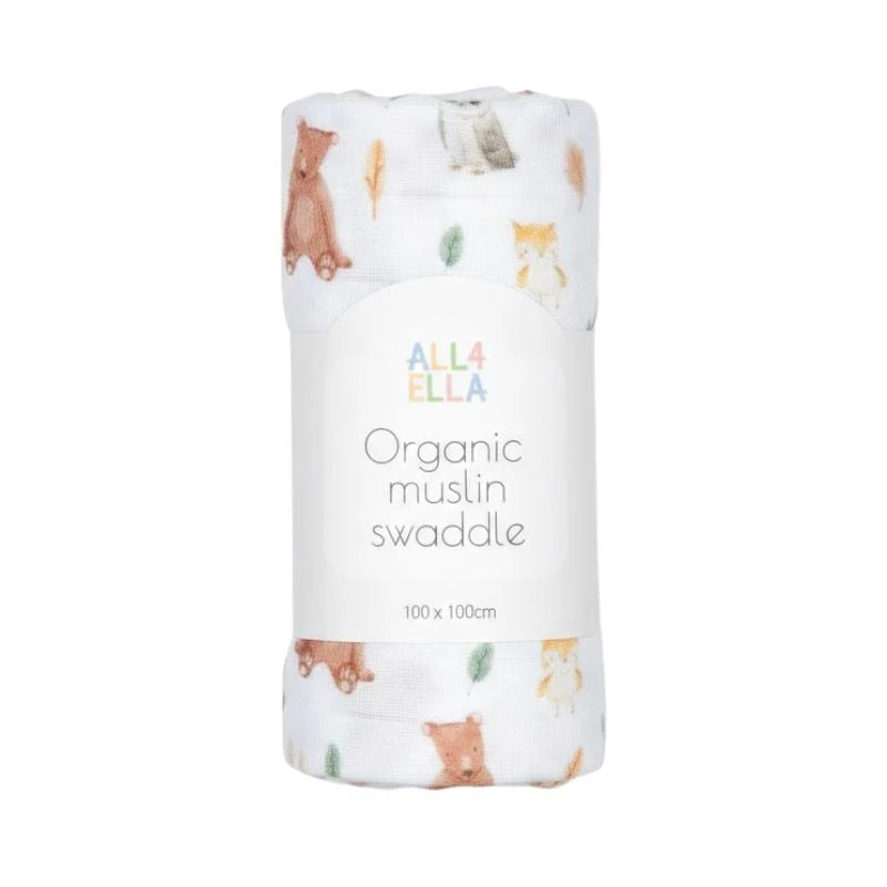 All 4 Ella Organic Muslin Swaddle - Forest Friends