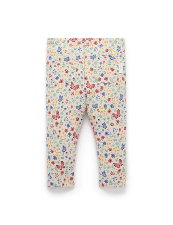 Purebaby Thick Leggings with Pockets - Sapphire Butterfly Print
