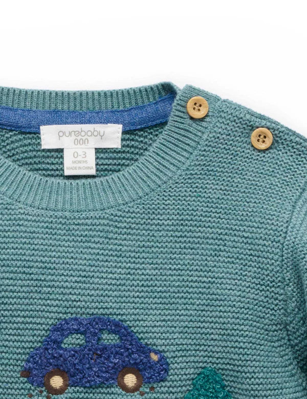 Purebaby Woodland Jumper - Duck Egg Melange