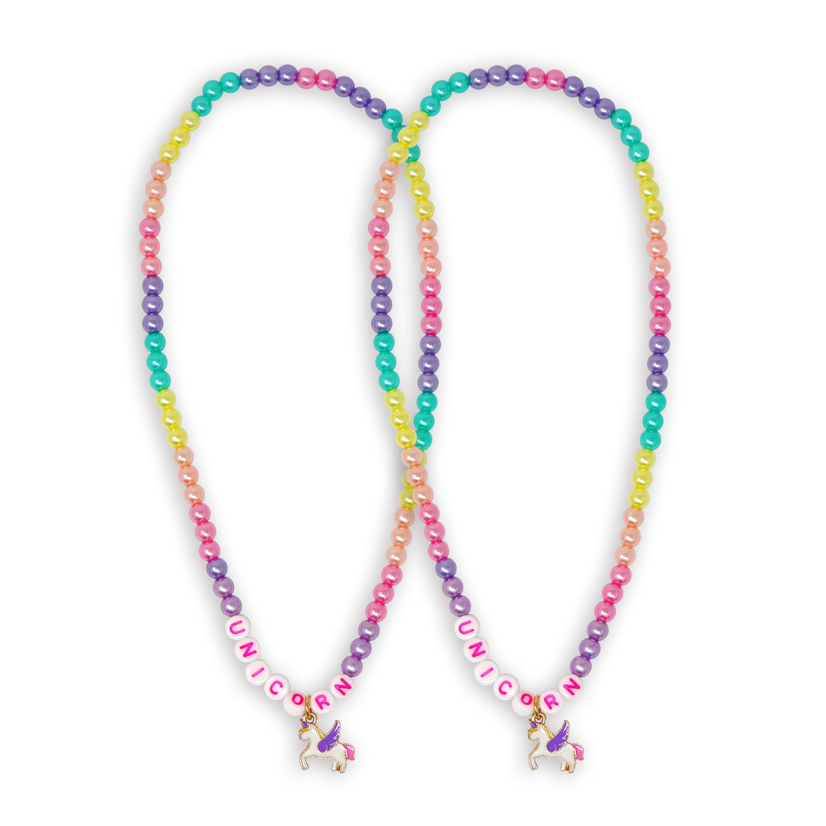 Pink Poppy BFF Unicorn Rainbow Pearl Necklace