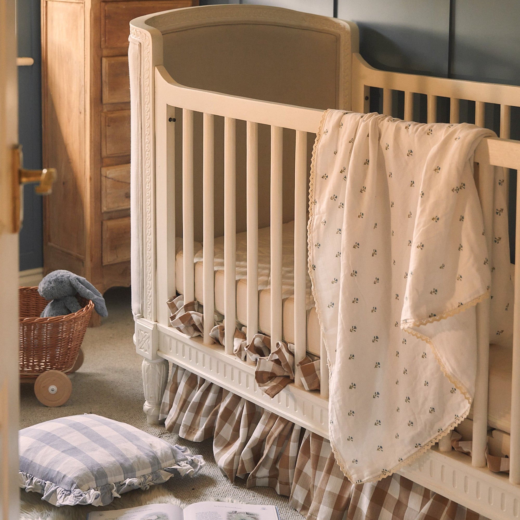 Fledge And Thread Heirloom blanket - Bunny and blue floral