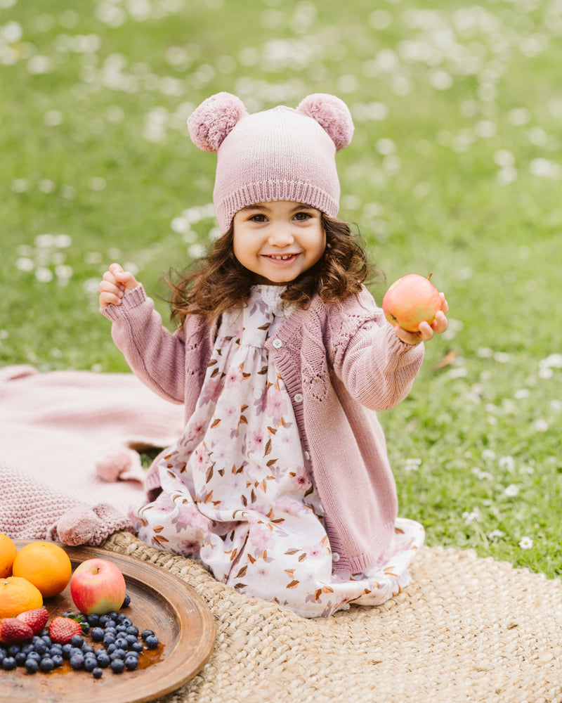 Bebe Aubrey Needle Out Knitted Cardigan - Dusky Pink