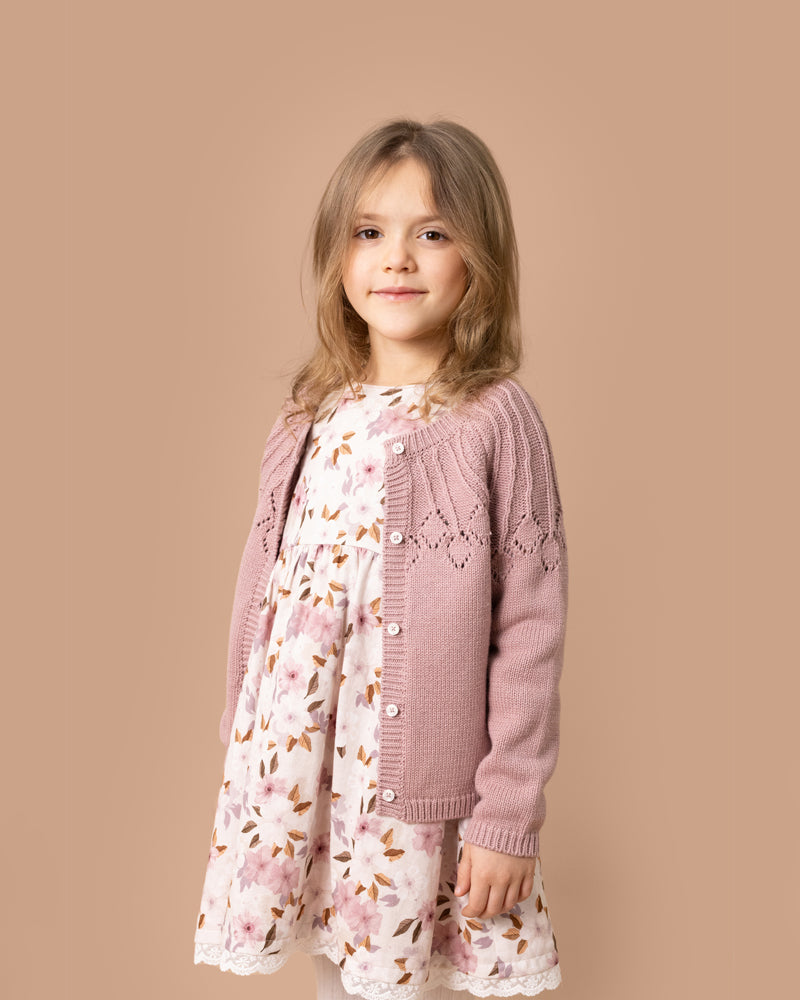 Bebe Aubrey Needle Out Knitted Cardigan - Dusky Pink