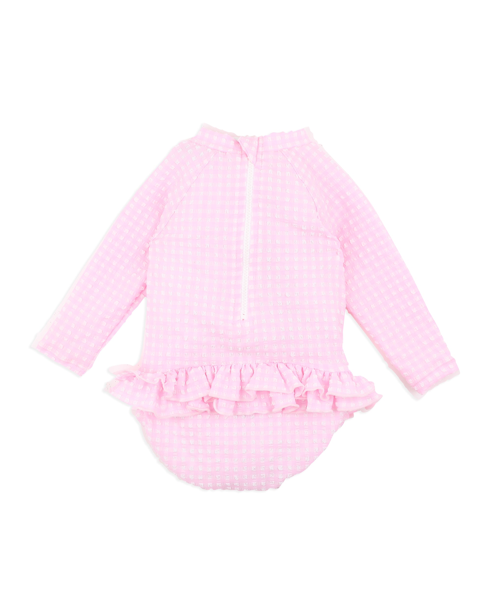 Pink Gingham Ls Sunsuit