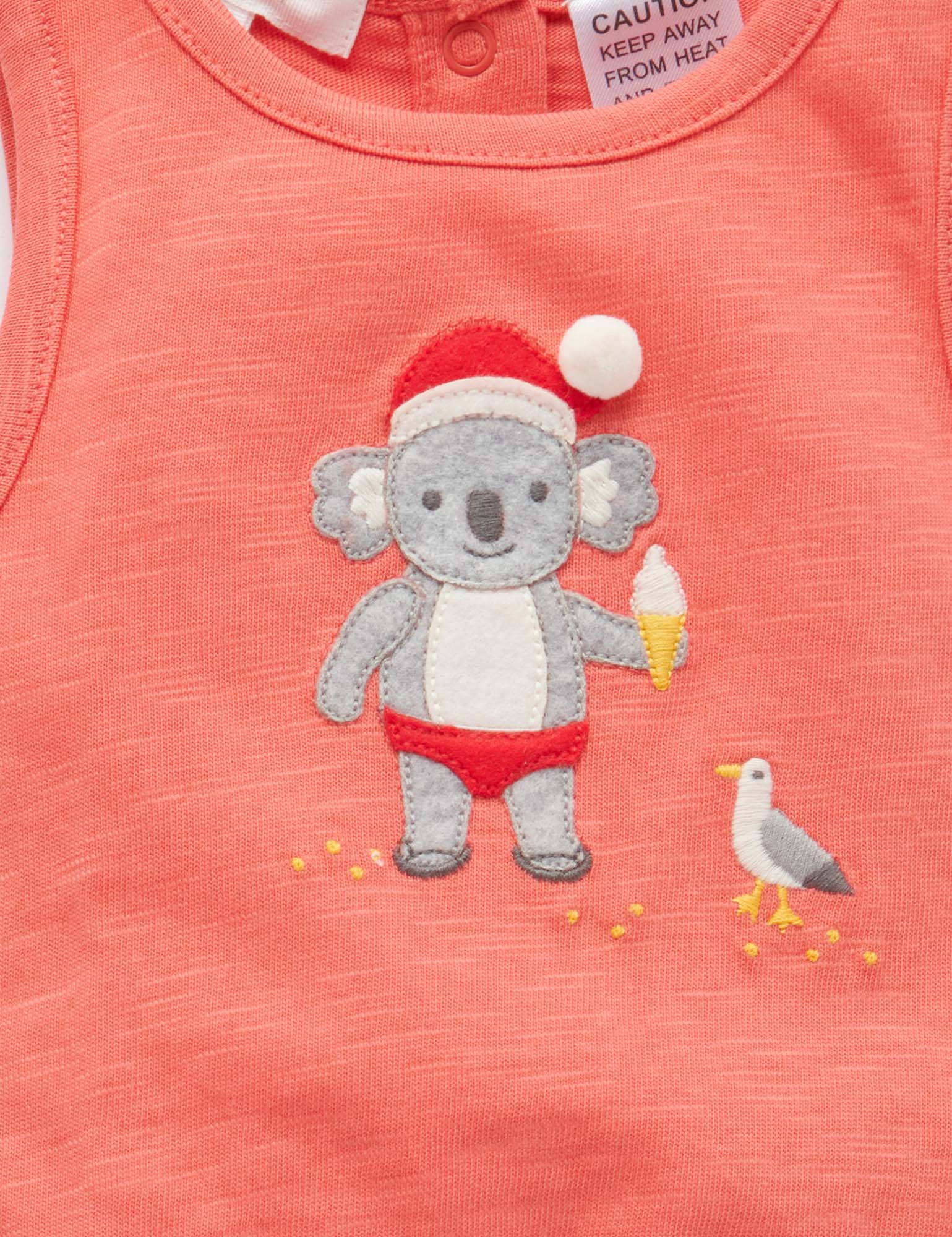 Purebaby Koala Santa Bodysuit - Vintage Red