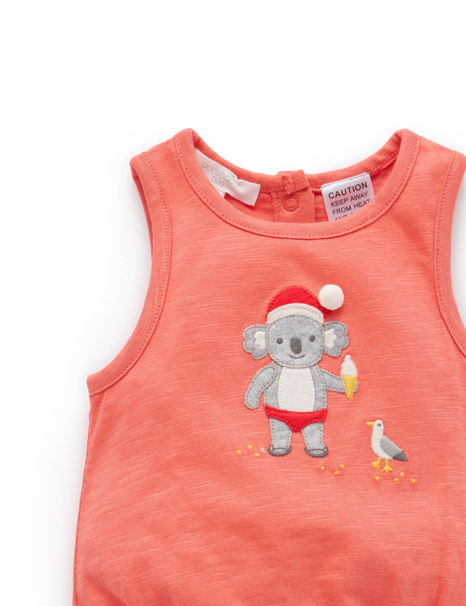 Purebaby Koala Santa Bodysuit - Vintage Red