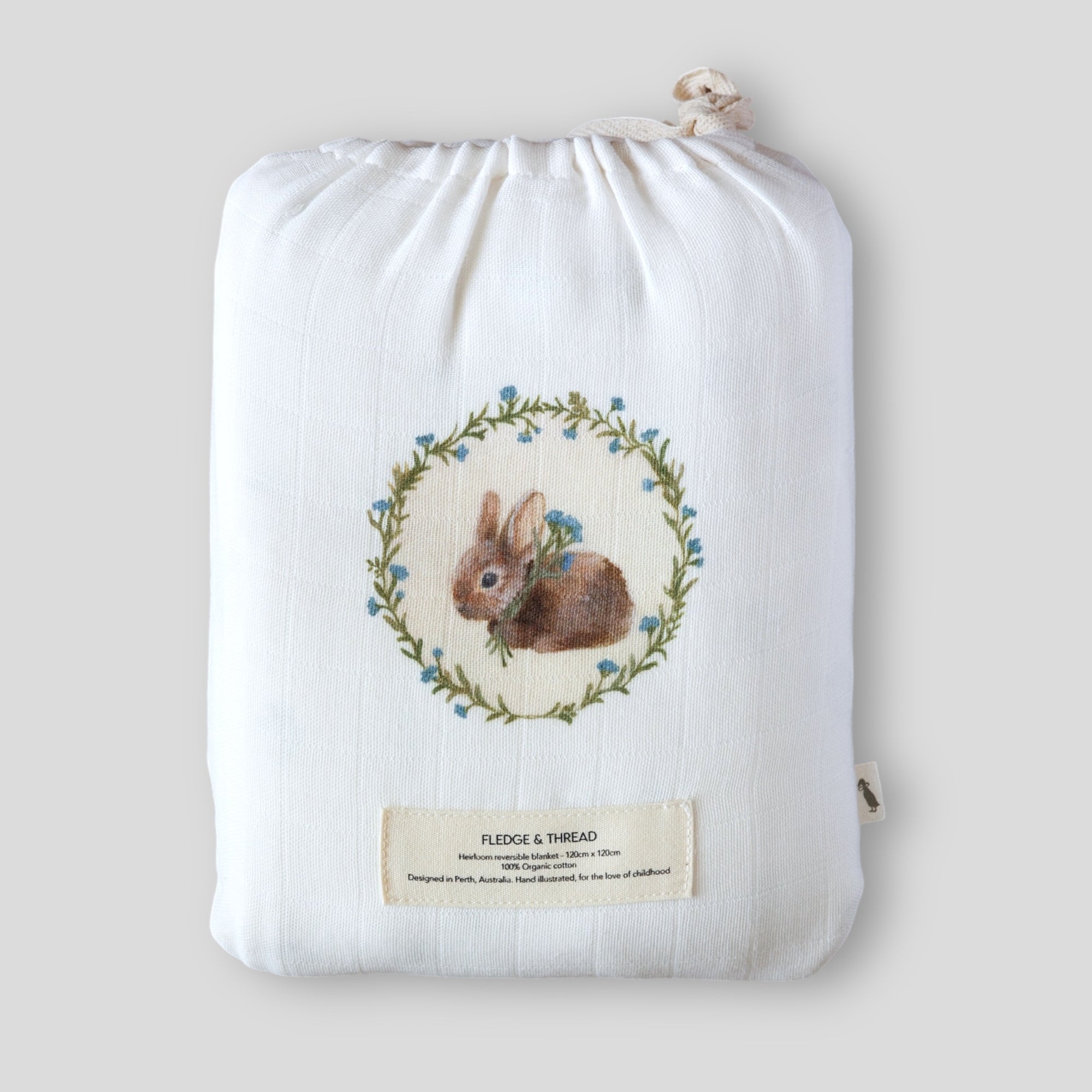 Fledge And Thread Heirloom blanket - Bunny and blue floral
