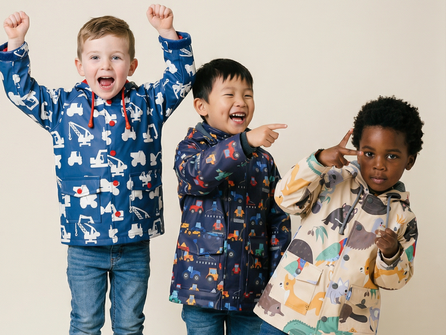 Korango Farm Machine Print Raincoat - Navy