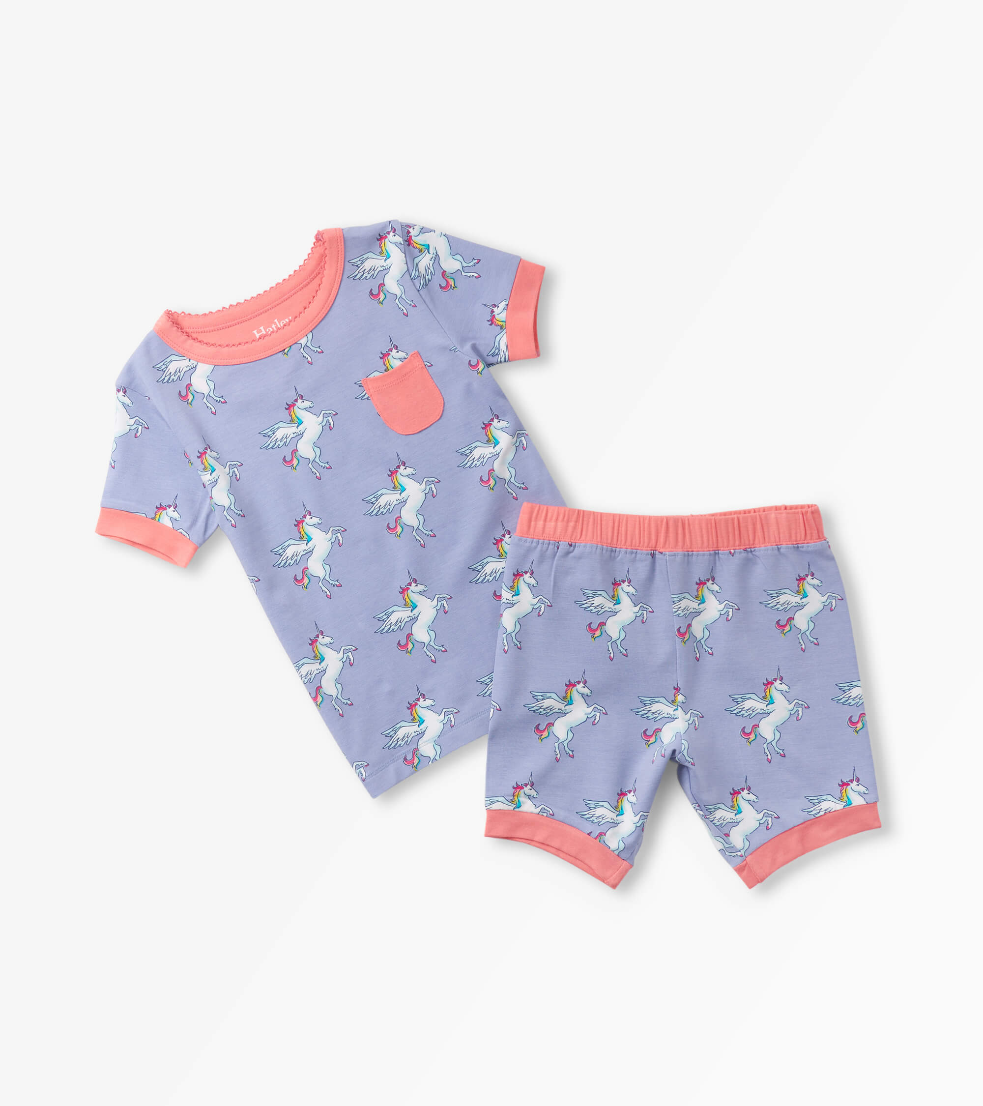 Hatley Rainbow Pegusus Bamboo Short Pajama Set - Hydrangea