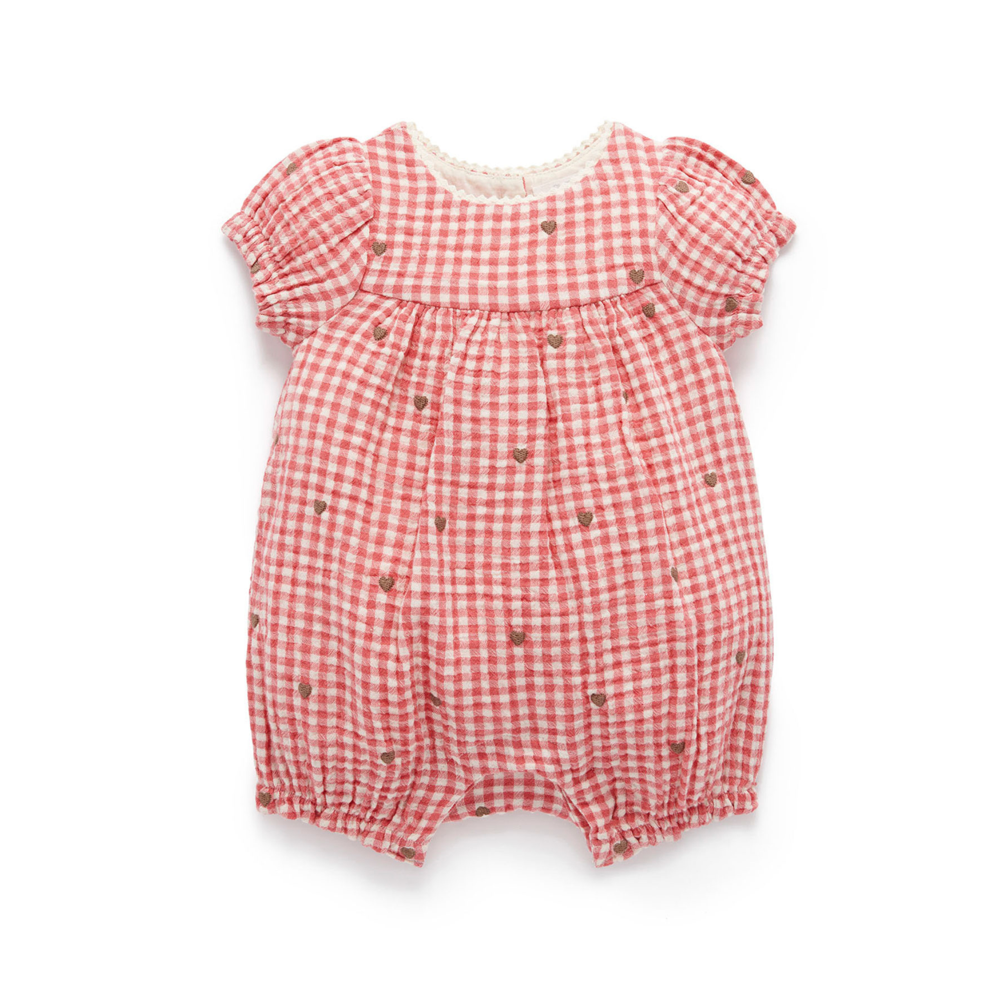 Purebaby Heart Broderie Embroidered Romper