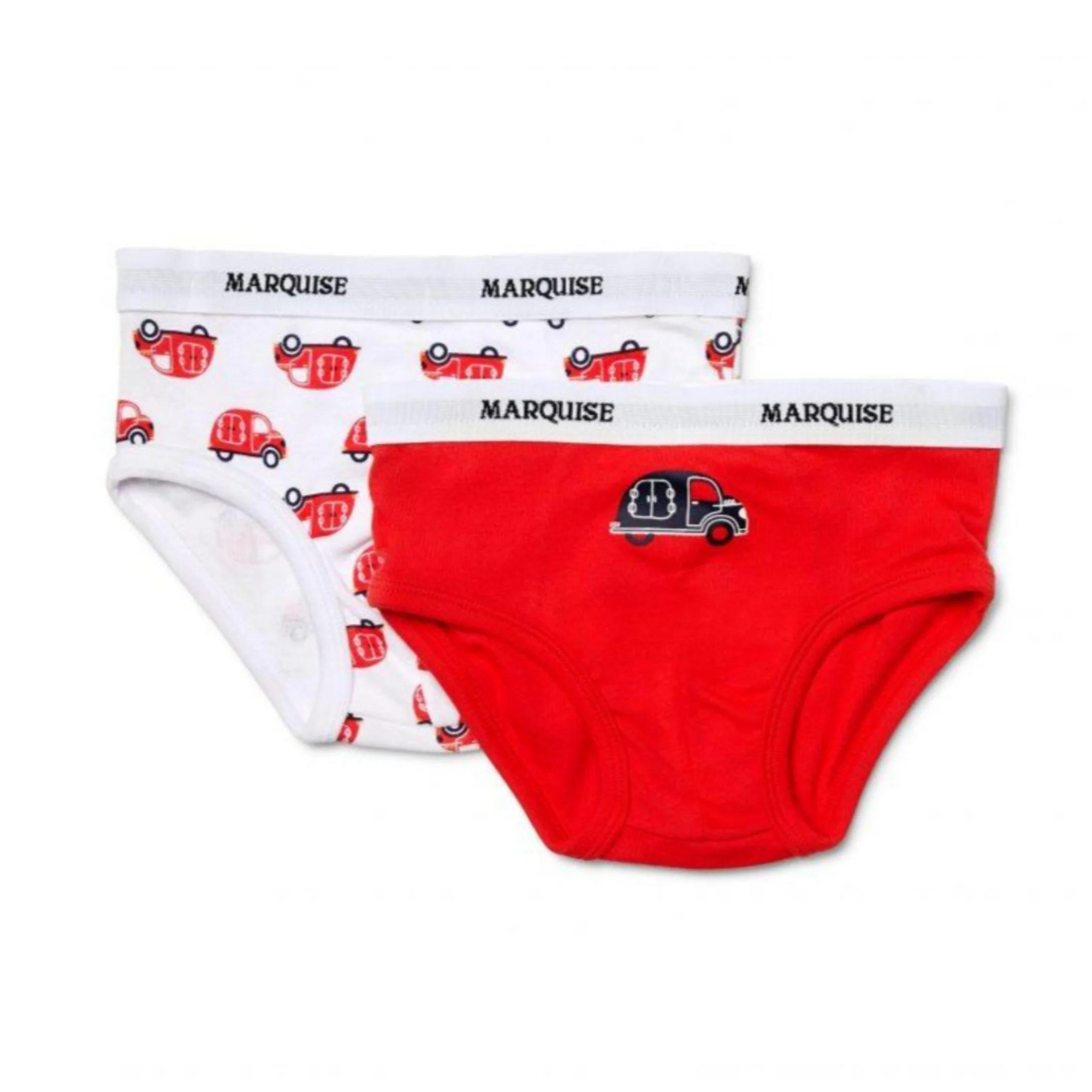 Marquise Boys Cars 2 Pack Underwear - Red