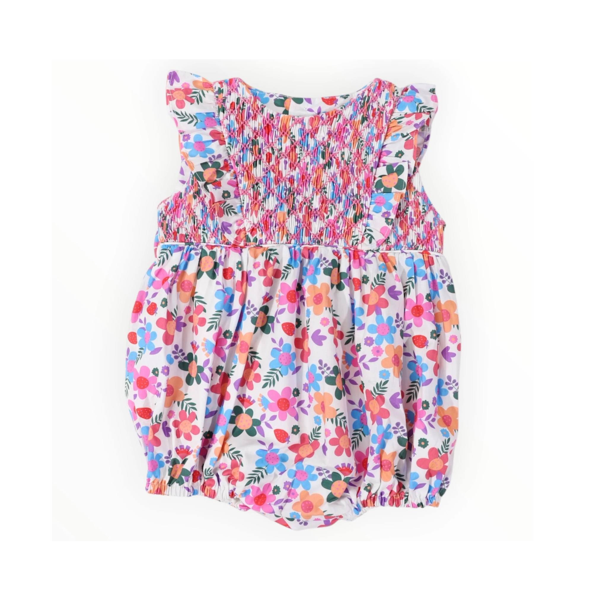 Smocked Bold Floral Sunsuit