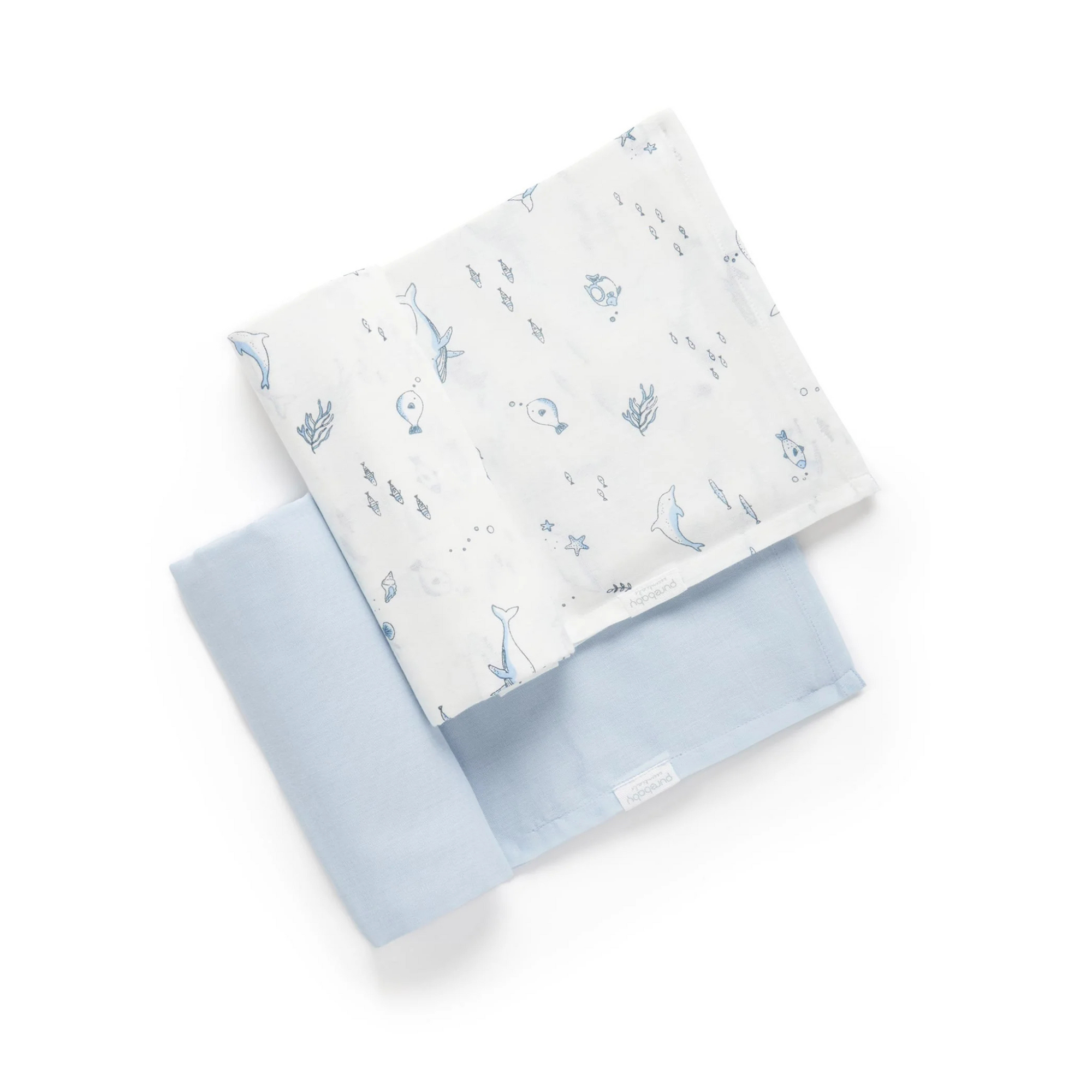 2 Pack Muslin Wrap - Pale Blue Nautical
