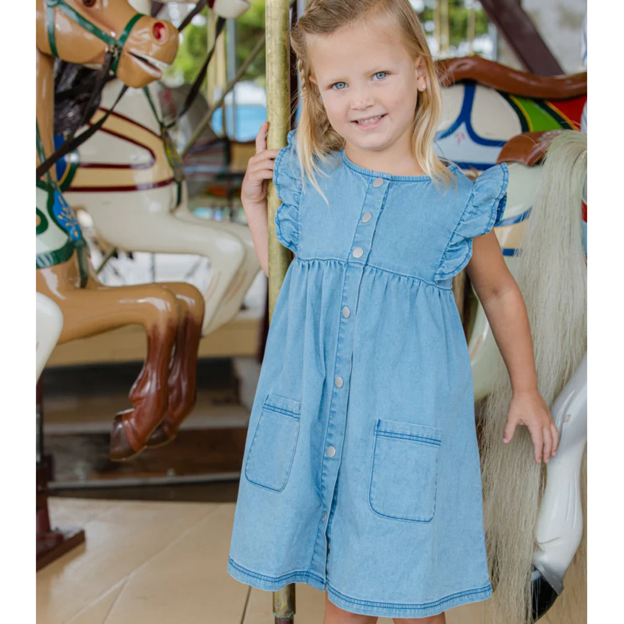 Milky Denim Frill Dress