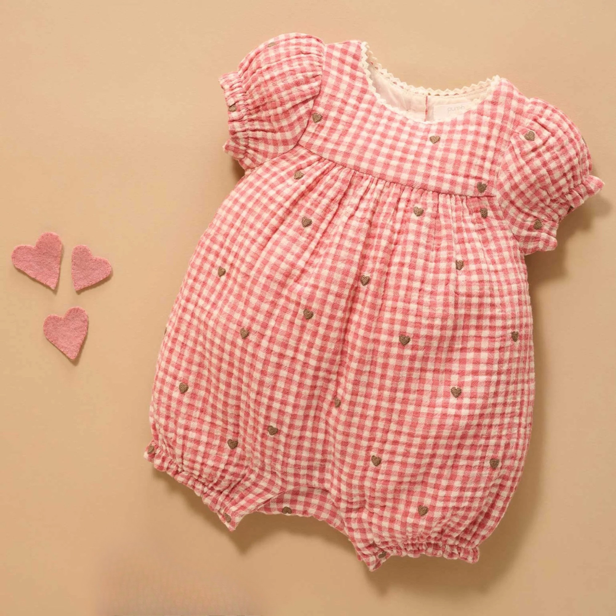 Purebaby Heart Broderie Embroidered Romper