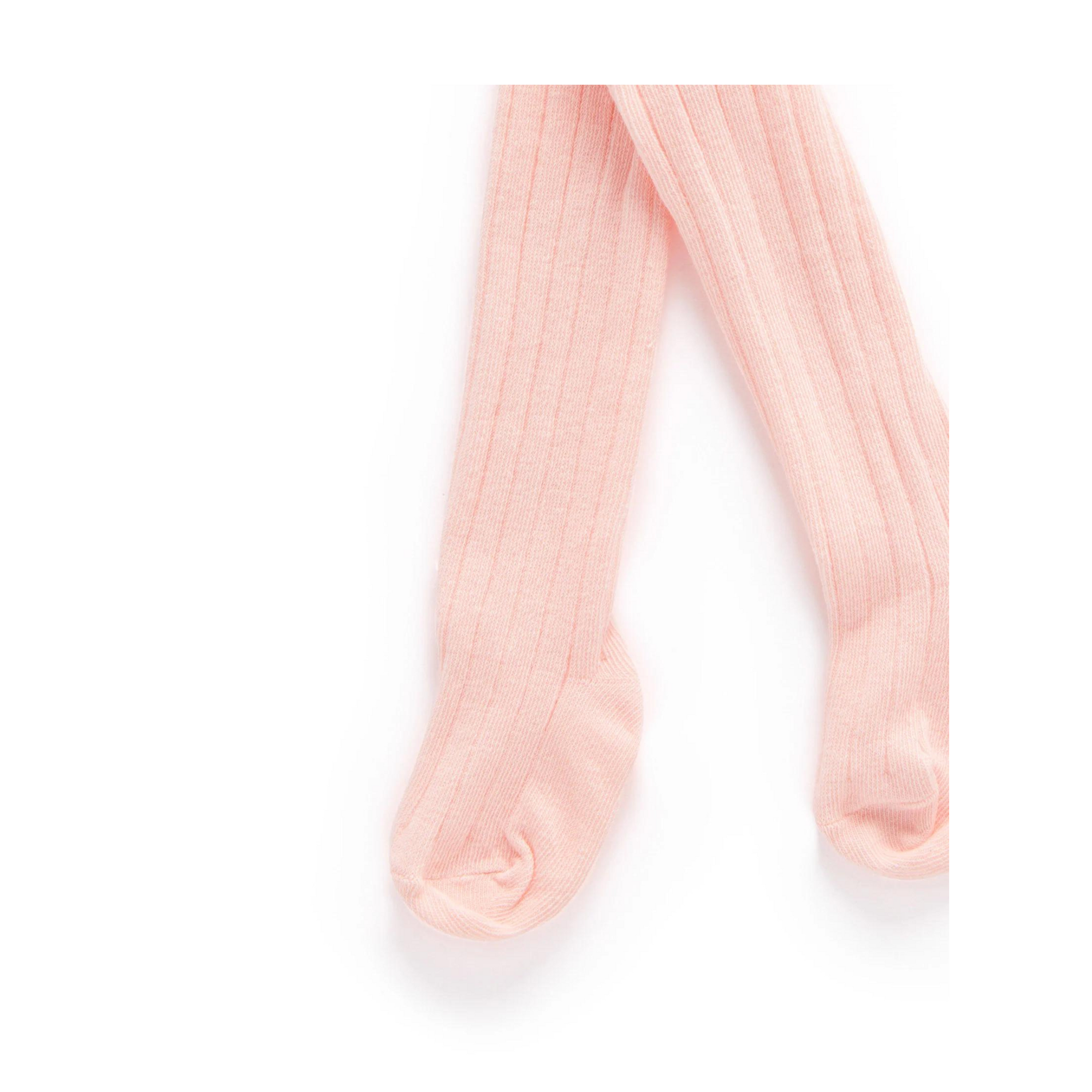 Purebaby Pink Rib Tights - 1-5 years