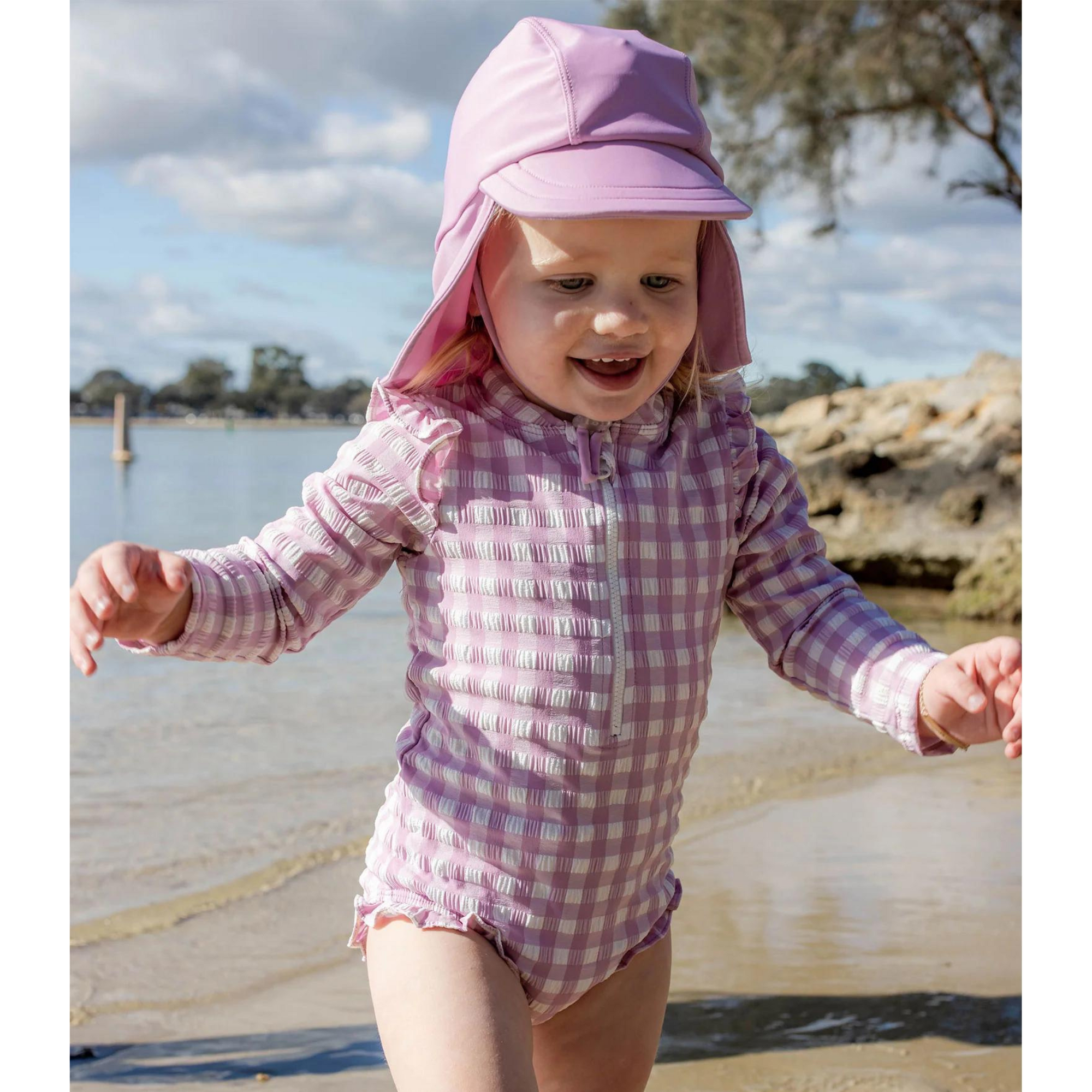 Purebaby Printed Frilly L/S Swimsuit