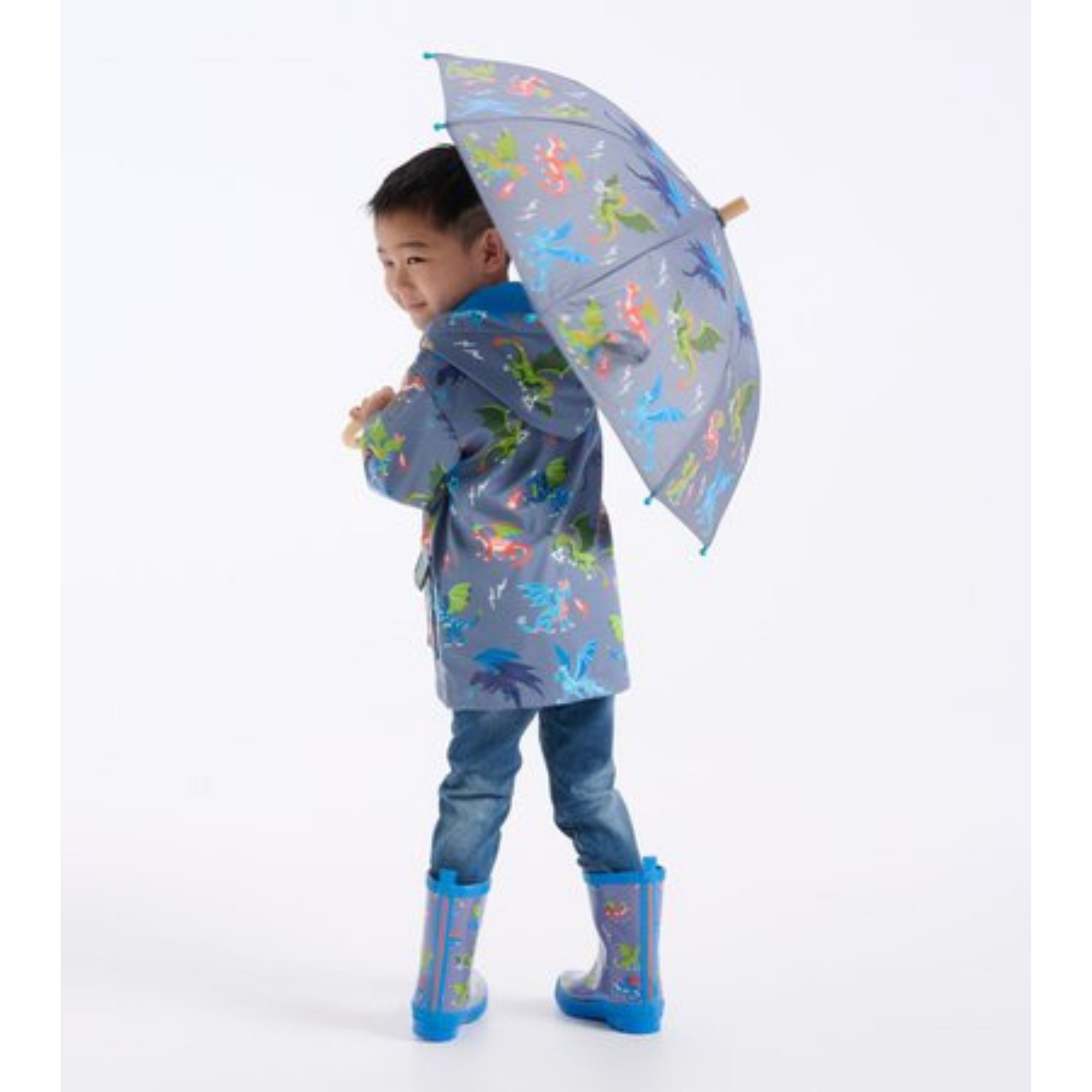 Hatley Dragon Realm Raincoat - Bering Sea