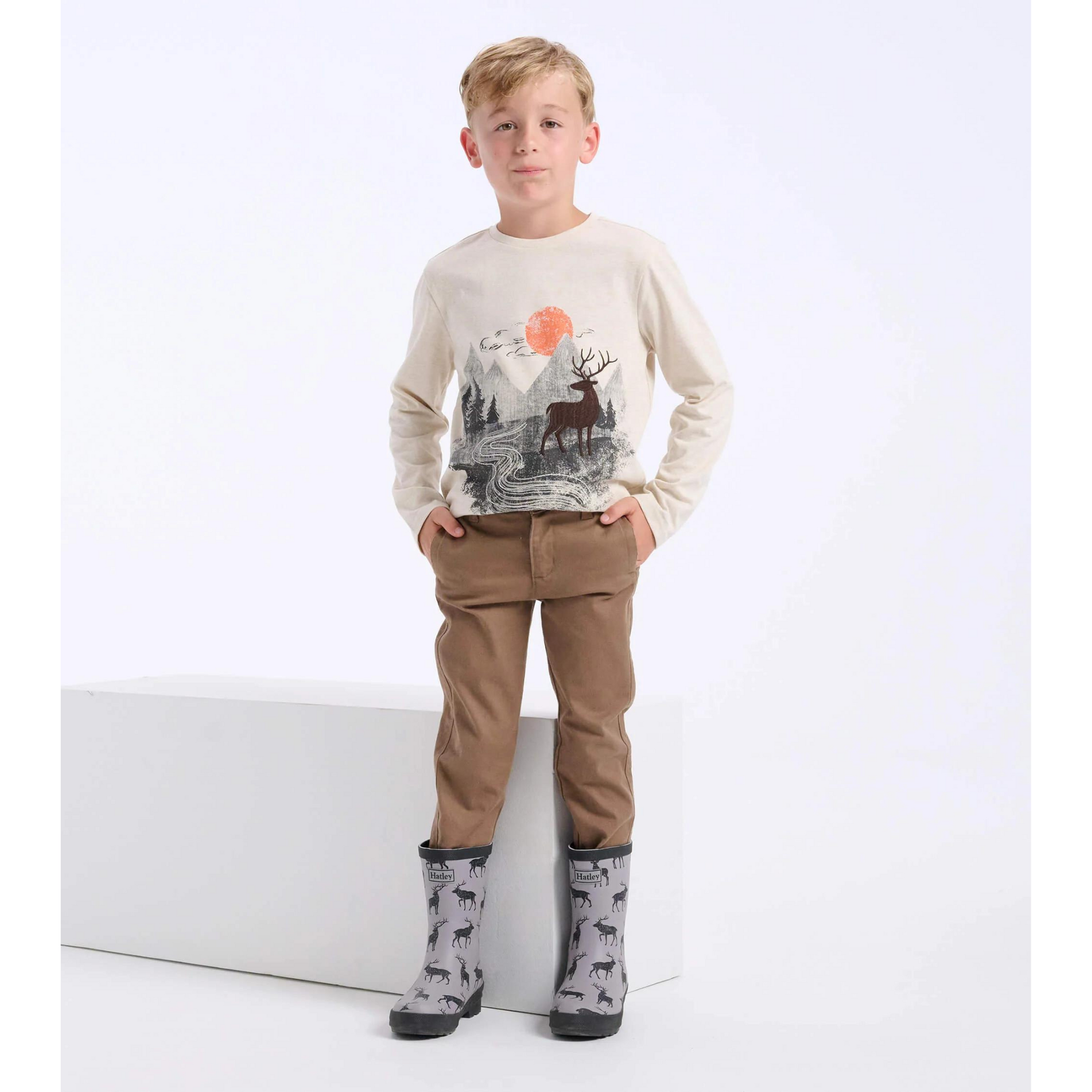 Hatley Rocky Landscape Long Sleeve Tee - Oatmeal Melange