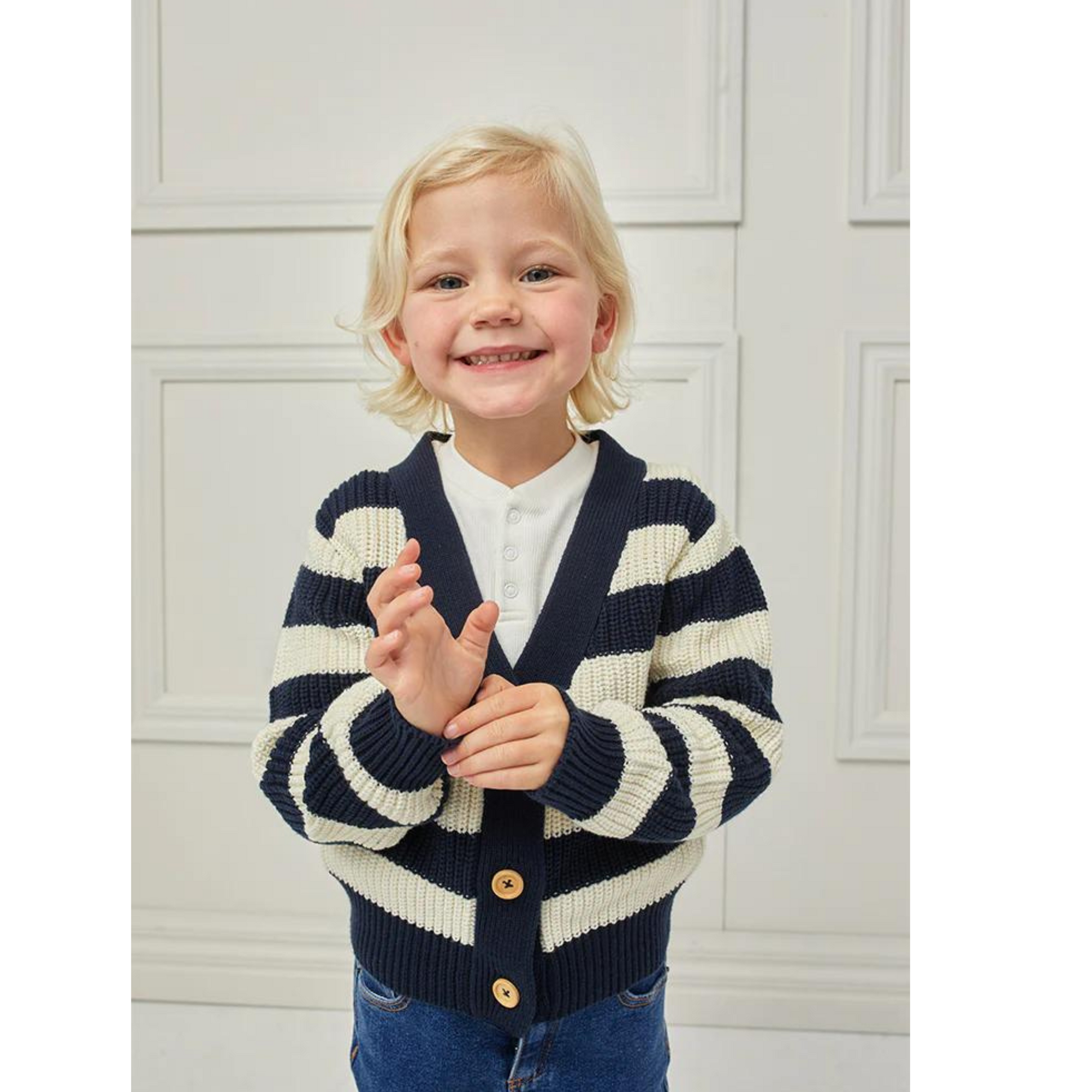 Milky Stripe Rib Cardigan