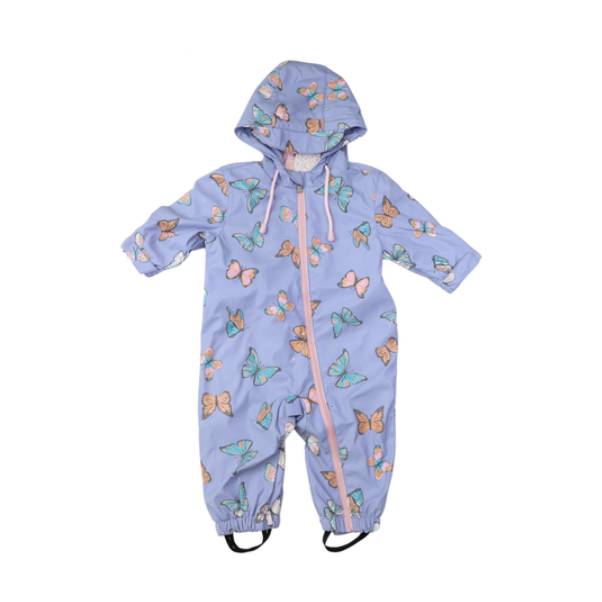 Korango Butterfly Colour Change Terry Towelling Lined Zip Rain Suit - Blue Heron