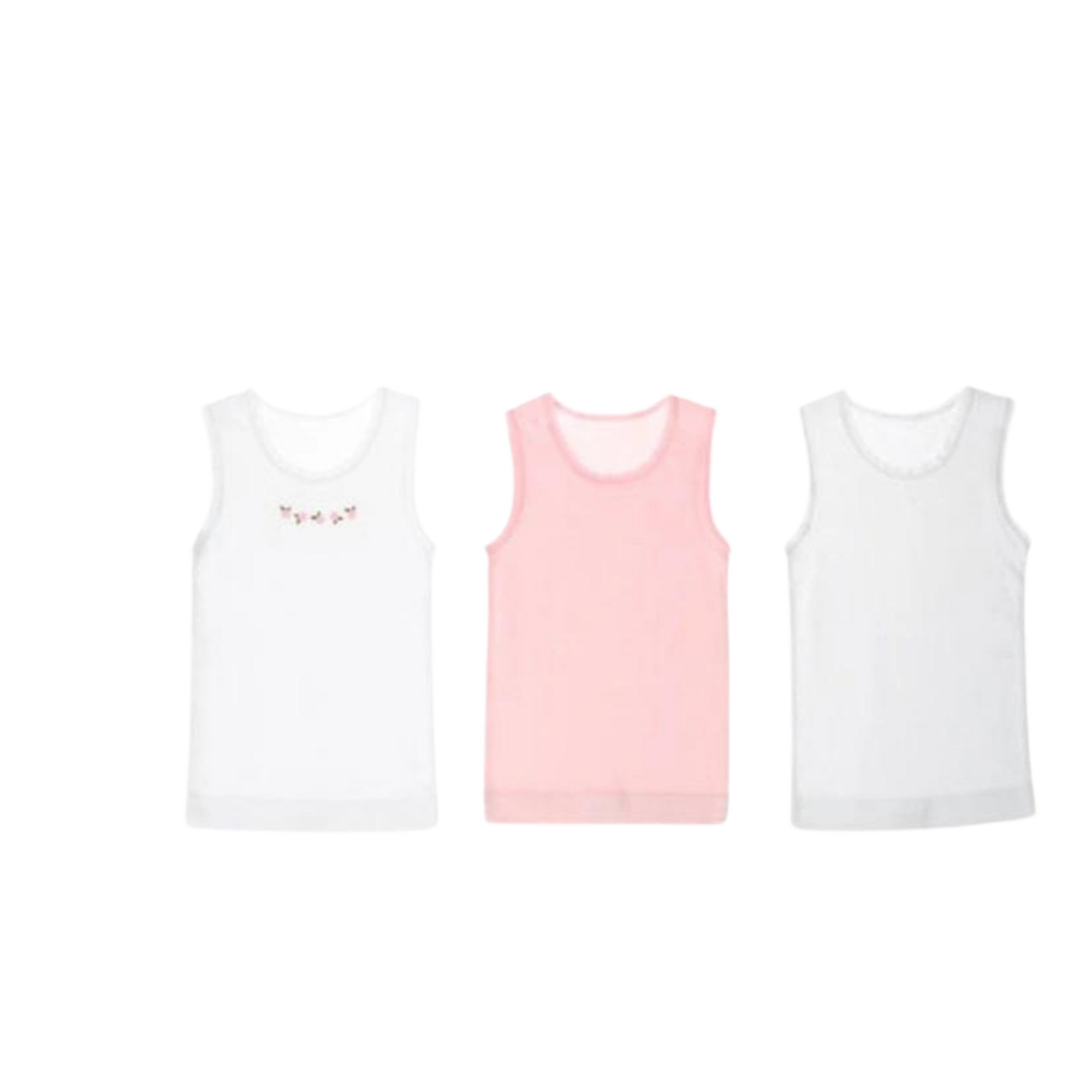 Marquise Embroidered Singlet 3 Pack in Pink