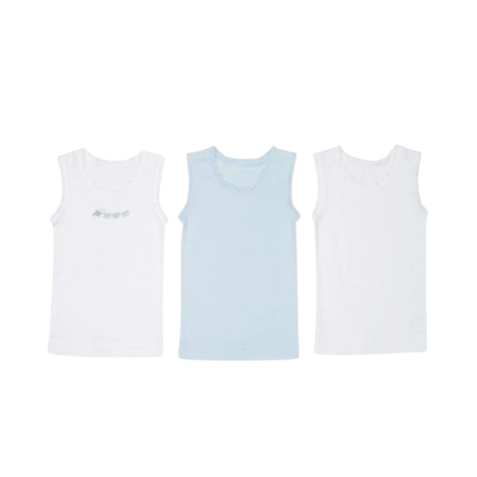 Marquise Embroidered Singlet 3 Pack in Blue - Train