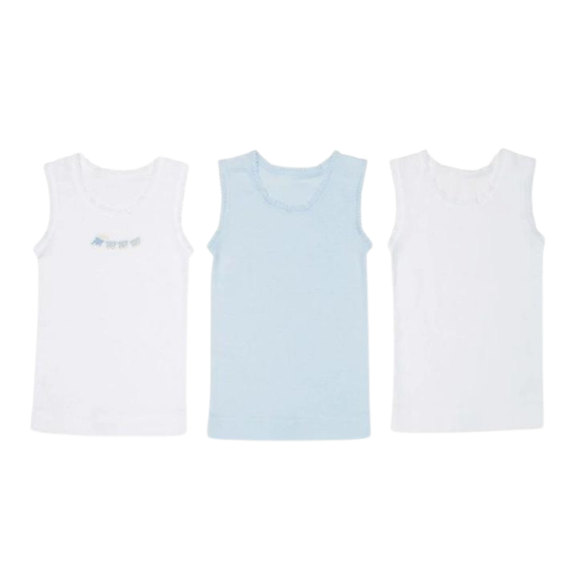 Marquise Embroidered Singlet 3 Pack in Blue - Train