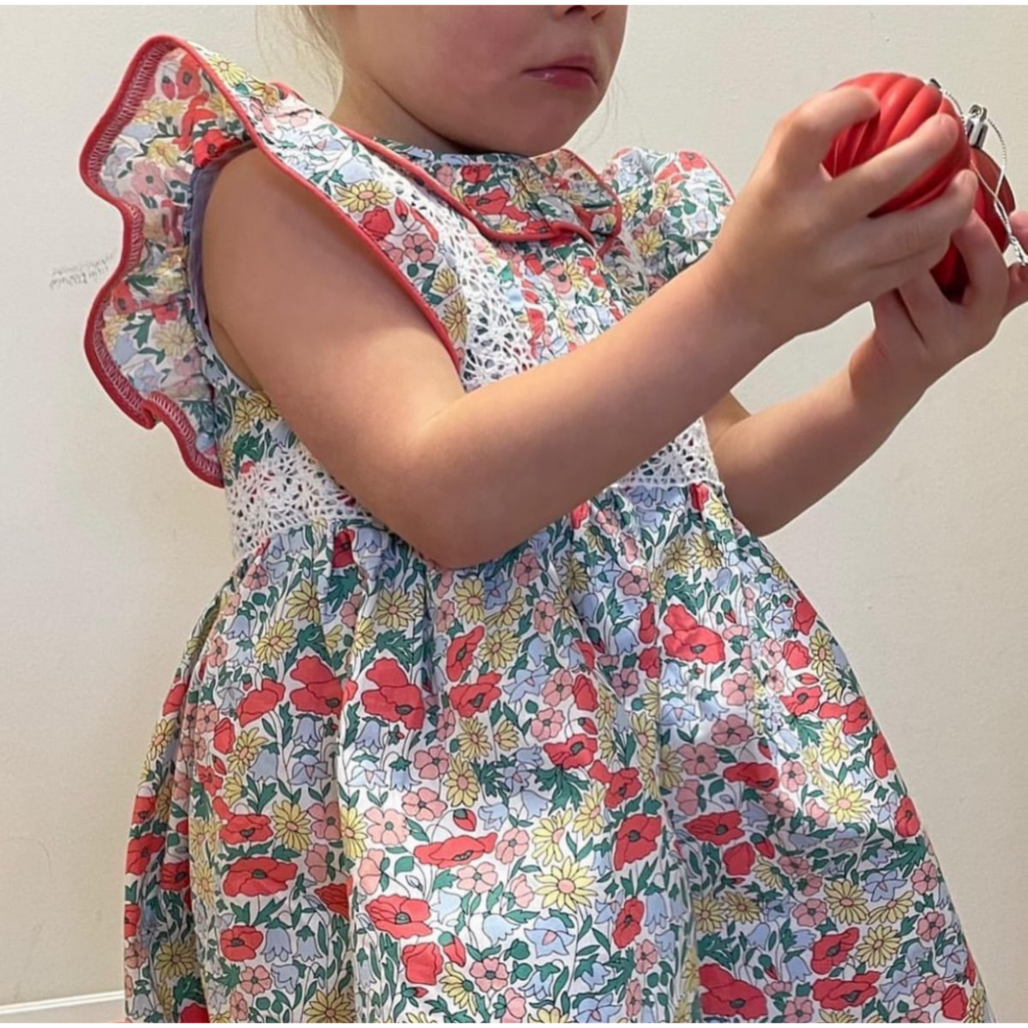 Smox Rox Holly Dress - Coral Poppies and Lace