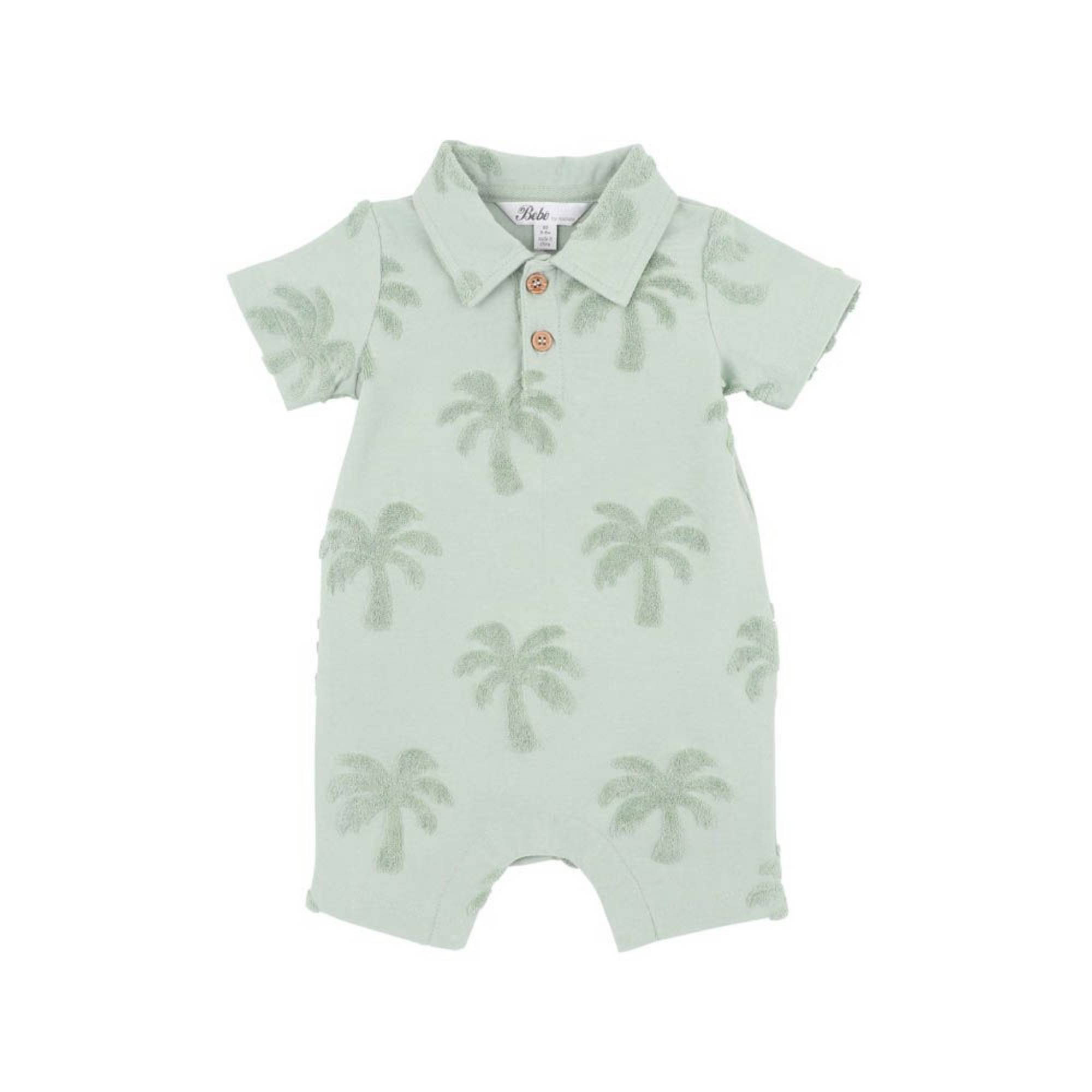 Bebe Ivan Tropical Trees Short Sleeve Polo Romper