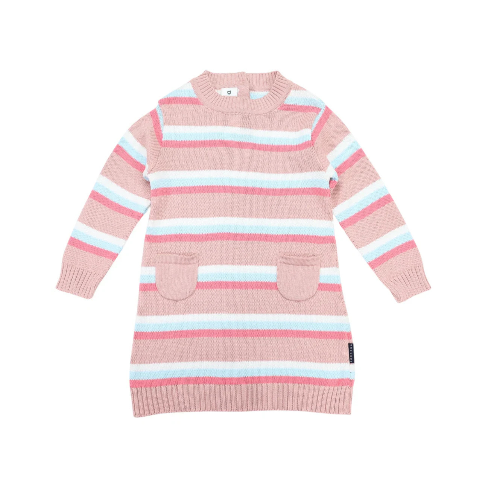 Korango Striped Knit Dress Dusty Pink