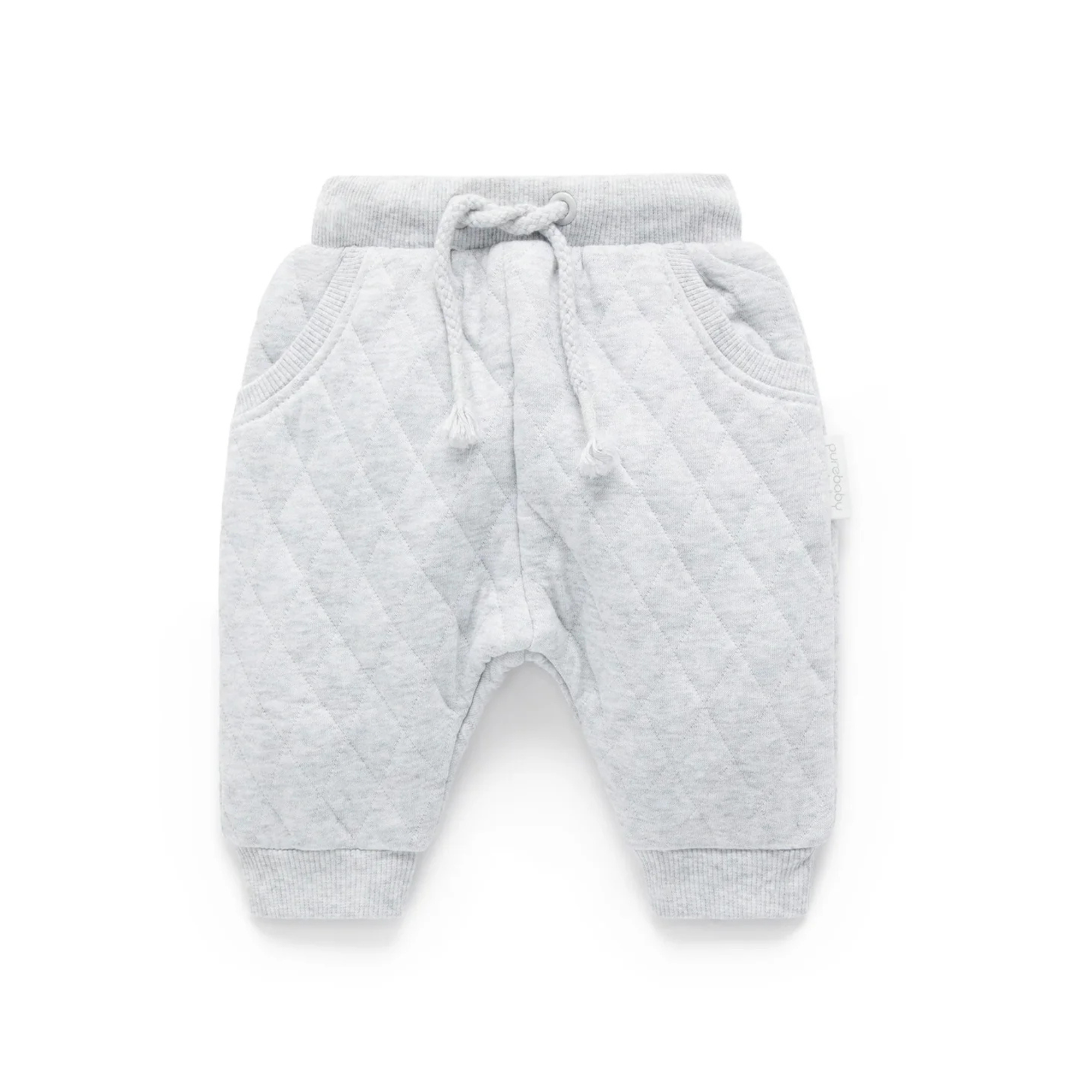 Purebaby Quilted Track Pants - Pale Grey Melange