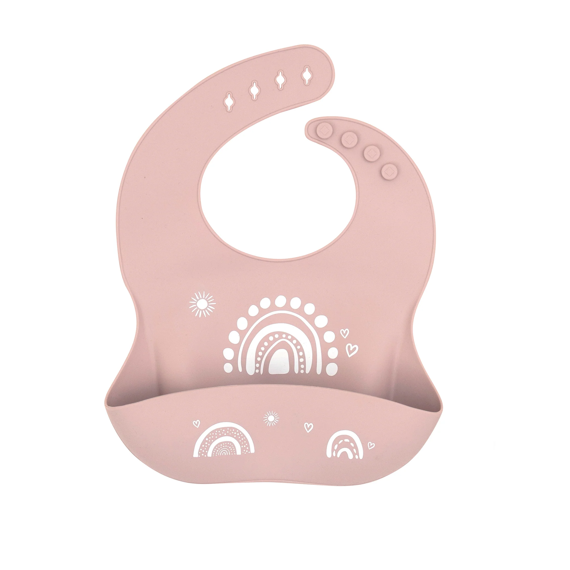 All 4 Ella Silicone Catch Bib - Rainbow Dusty Pink