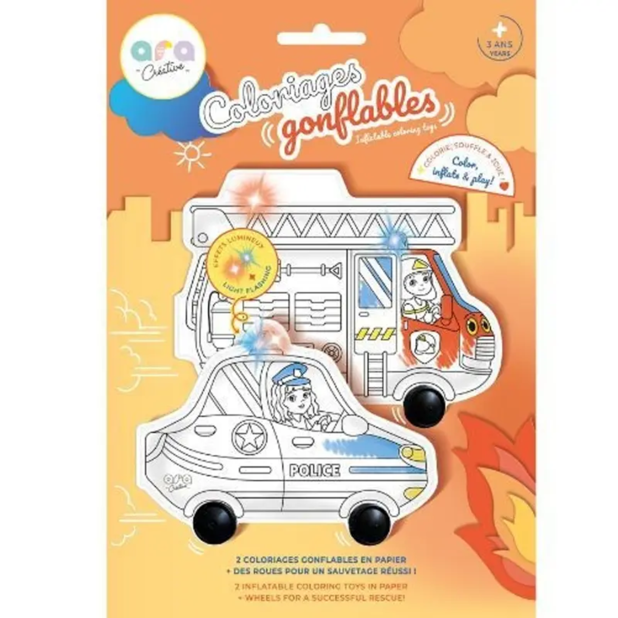 Inflatable Colouring Toy - Emergency Vehicles