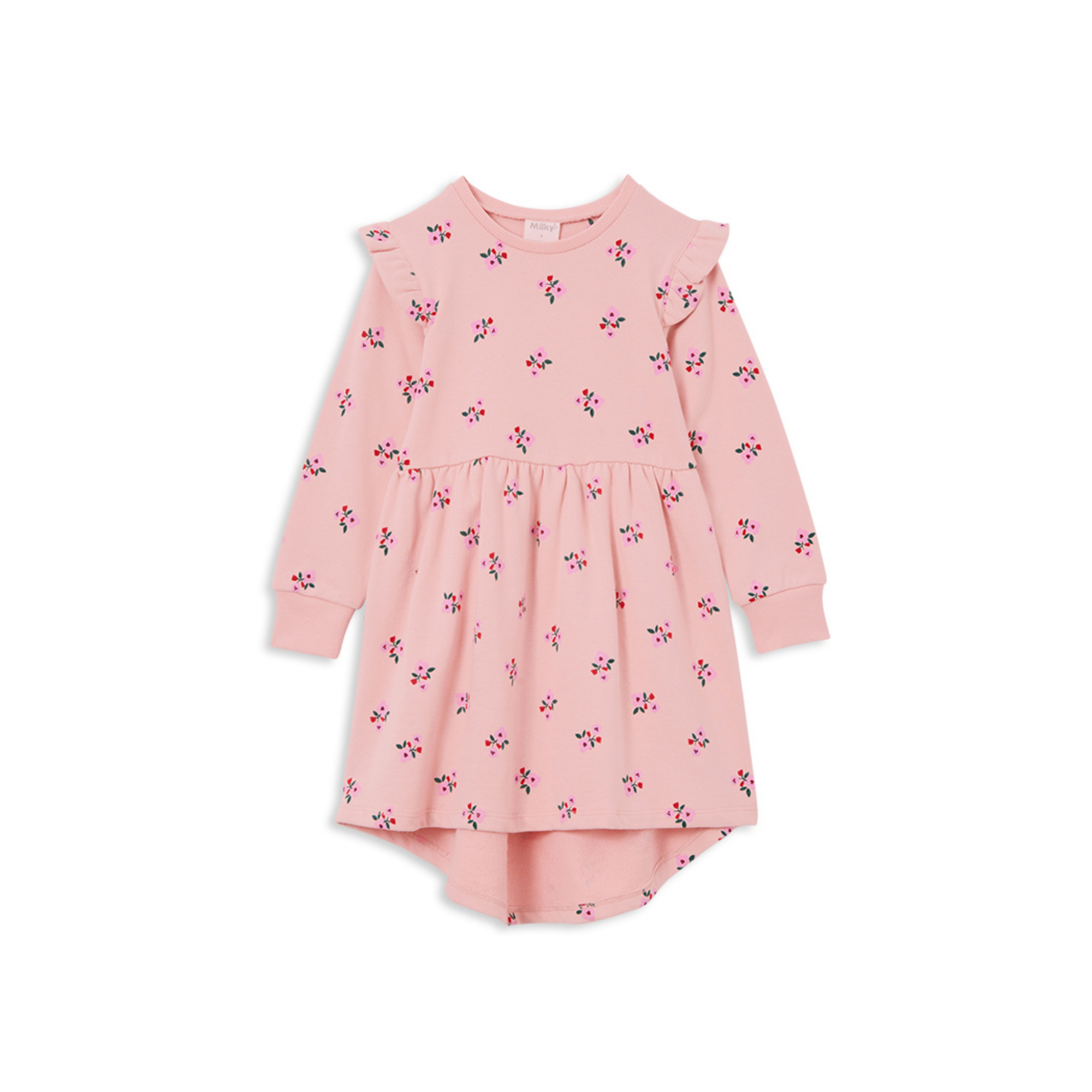 Milky Blossom Fleece Hi Lo Dress