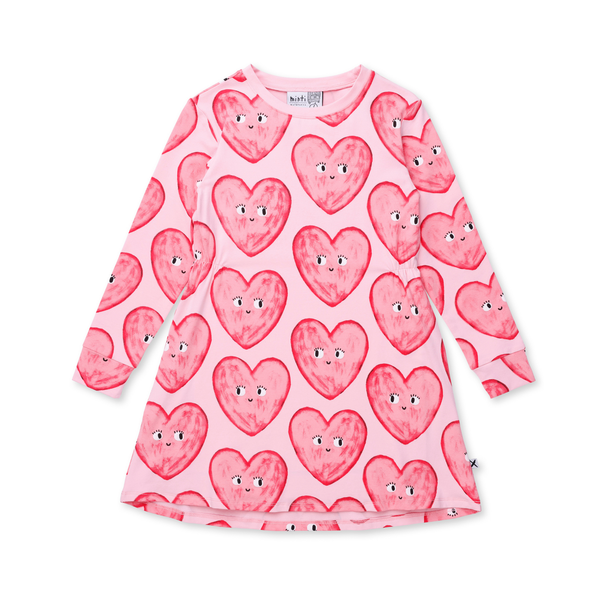 Minti Painted Hearts Dress - Light Pink