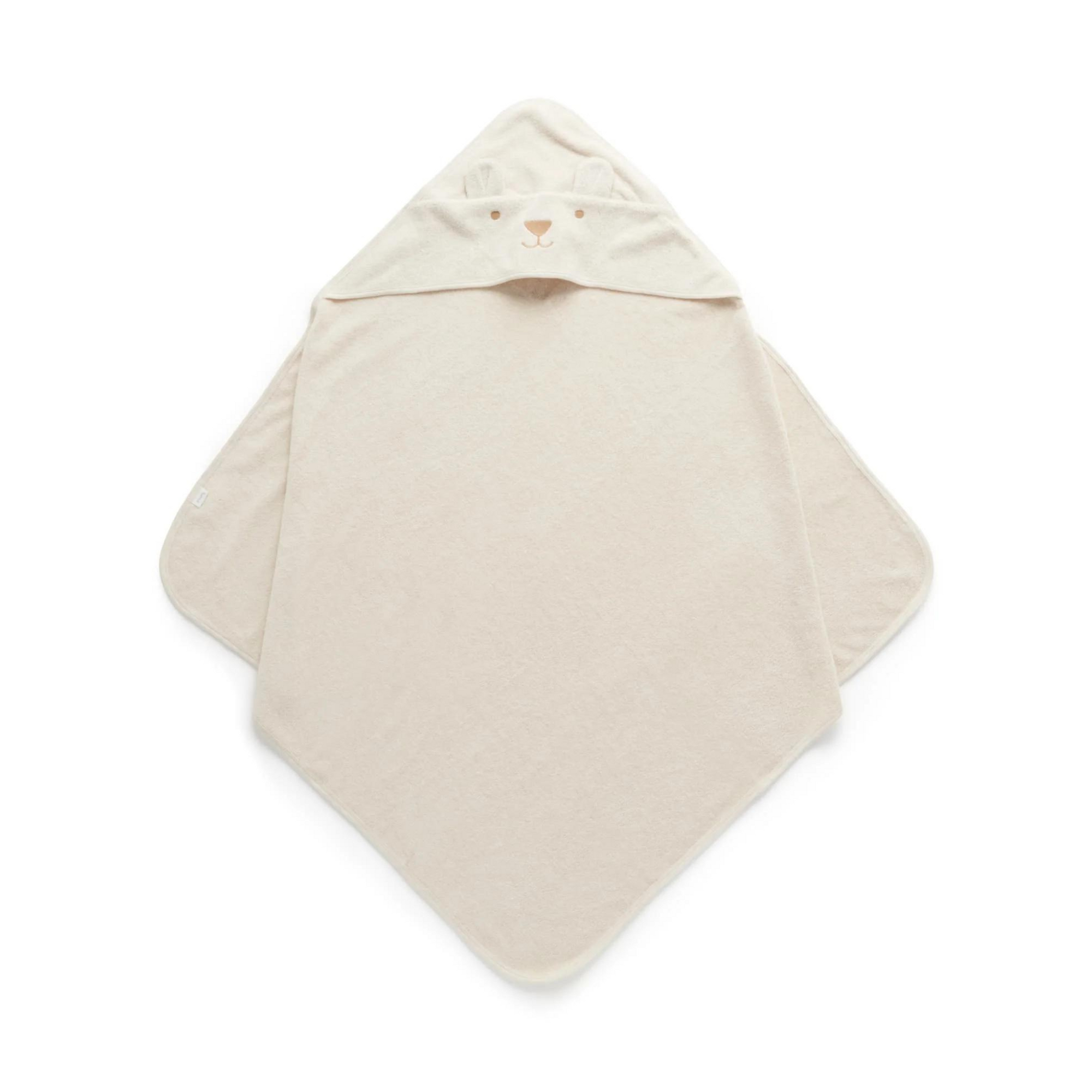Purebaby Hooded Towel - Wheat Melange Bear