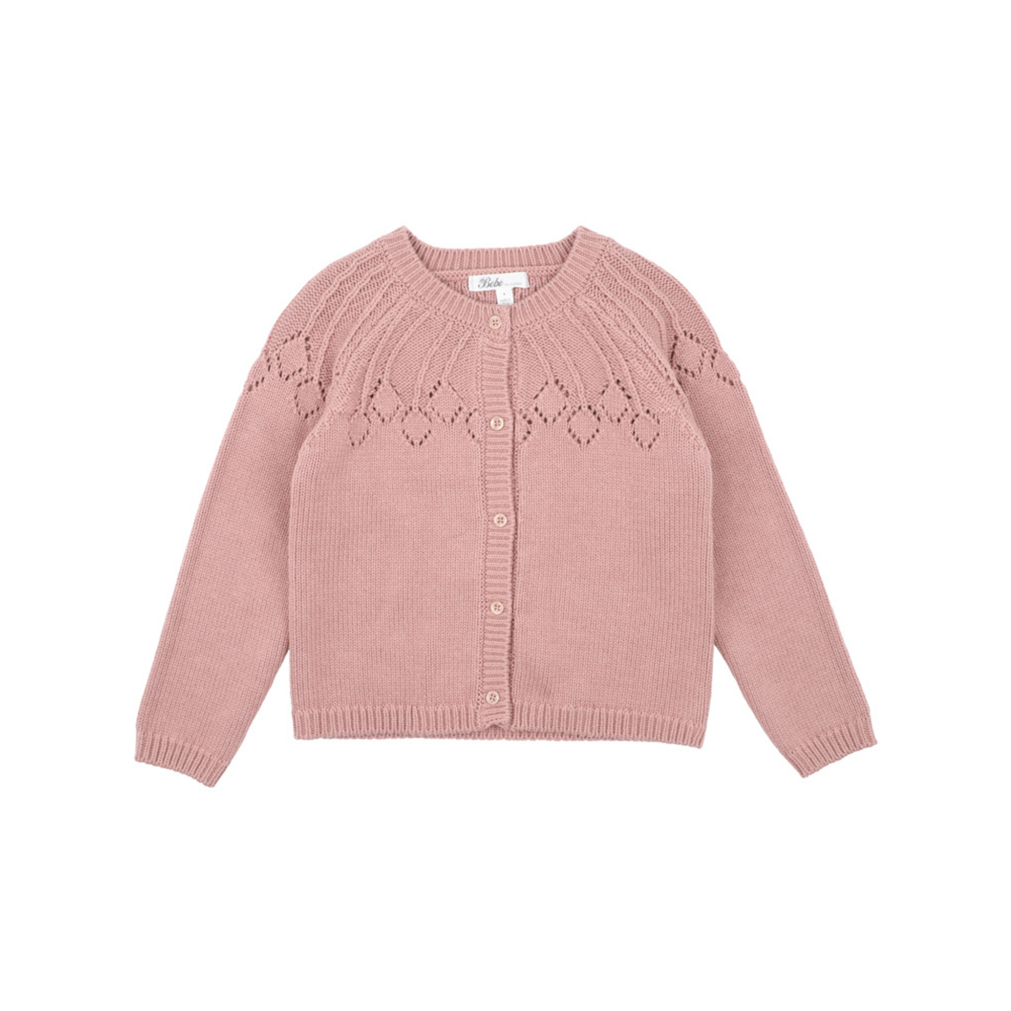 Bebe Aubrey Needle Out Knitted Cardigan - Dusky Pink