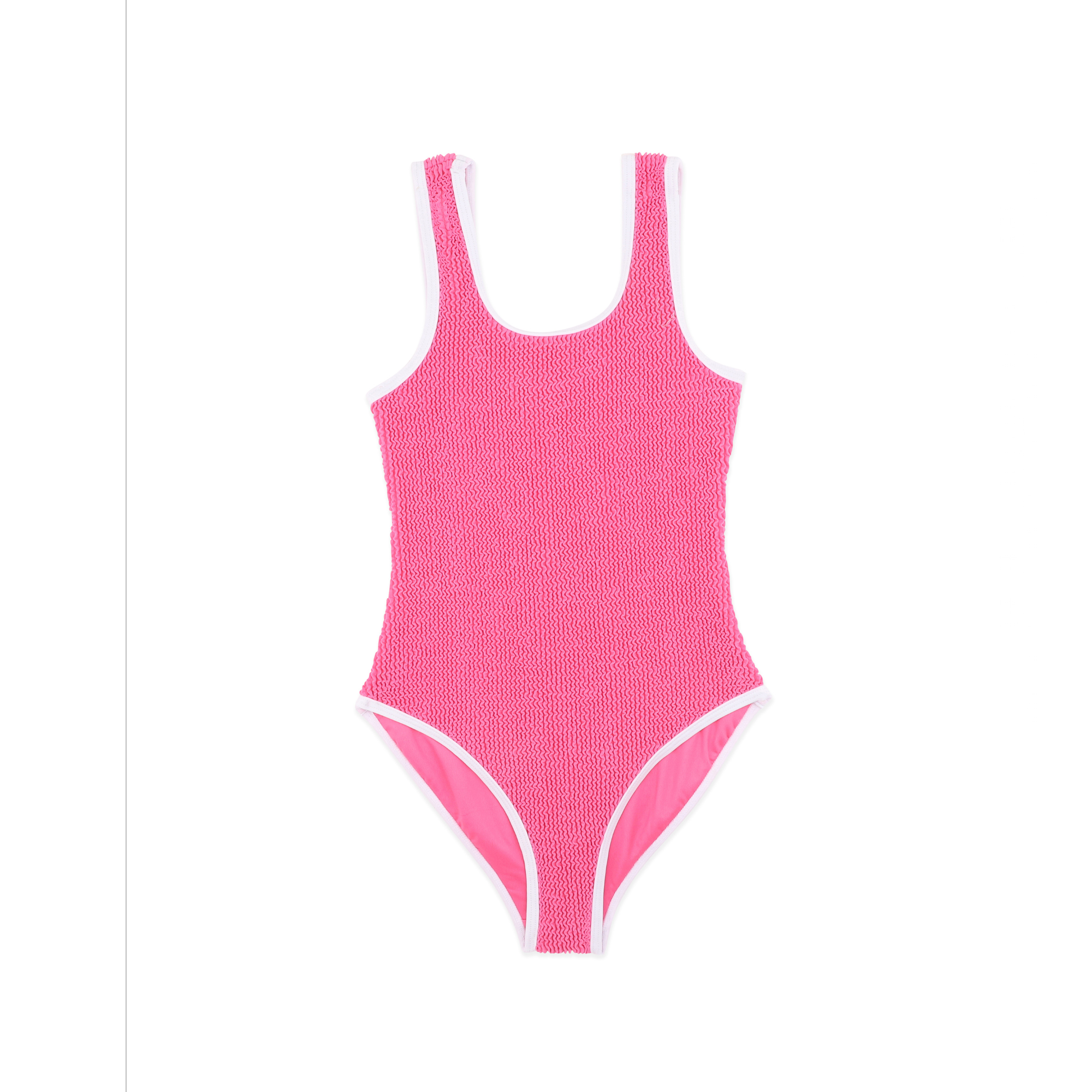 Bubblegum/White Crinkle Swimsuit 8-14Y
