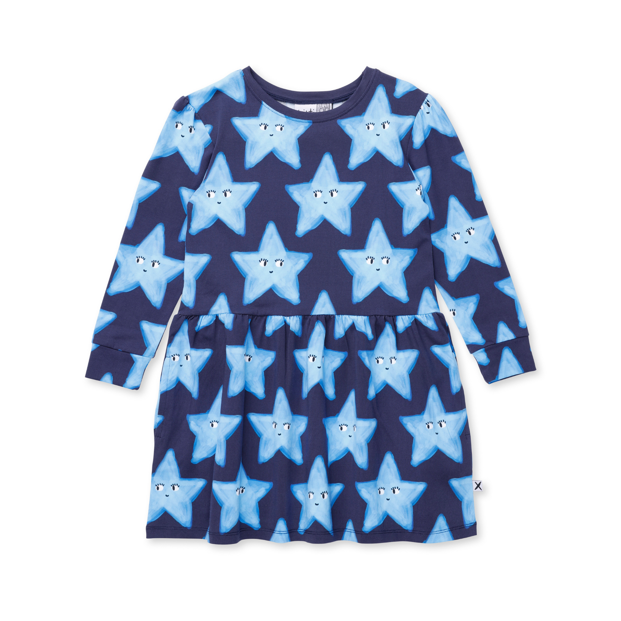 Minti Painted Star Dress - Dark Blue