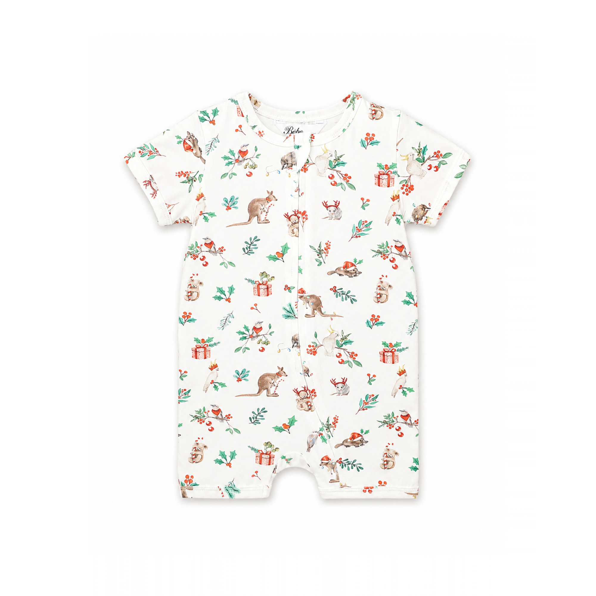 Festive Print Ss Zip Romper