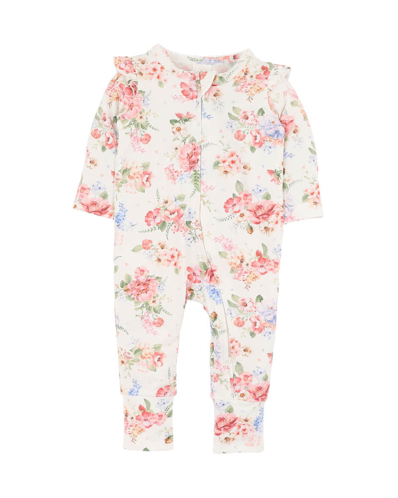 Bebe Anya Bloom Organic Print LS Zipsuit