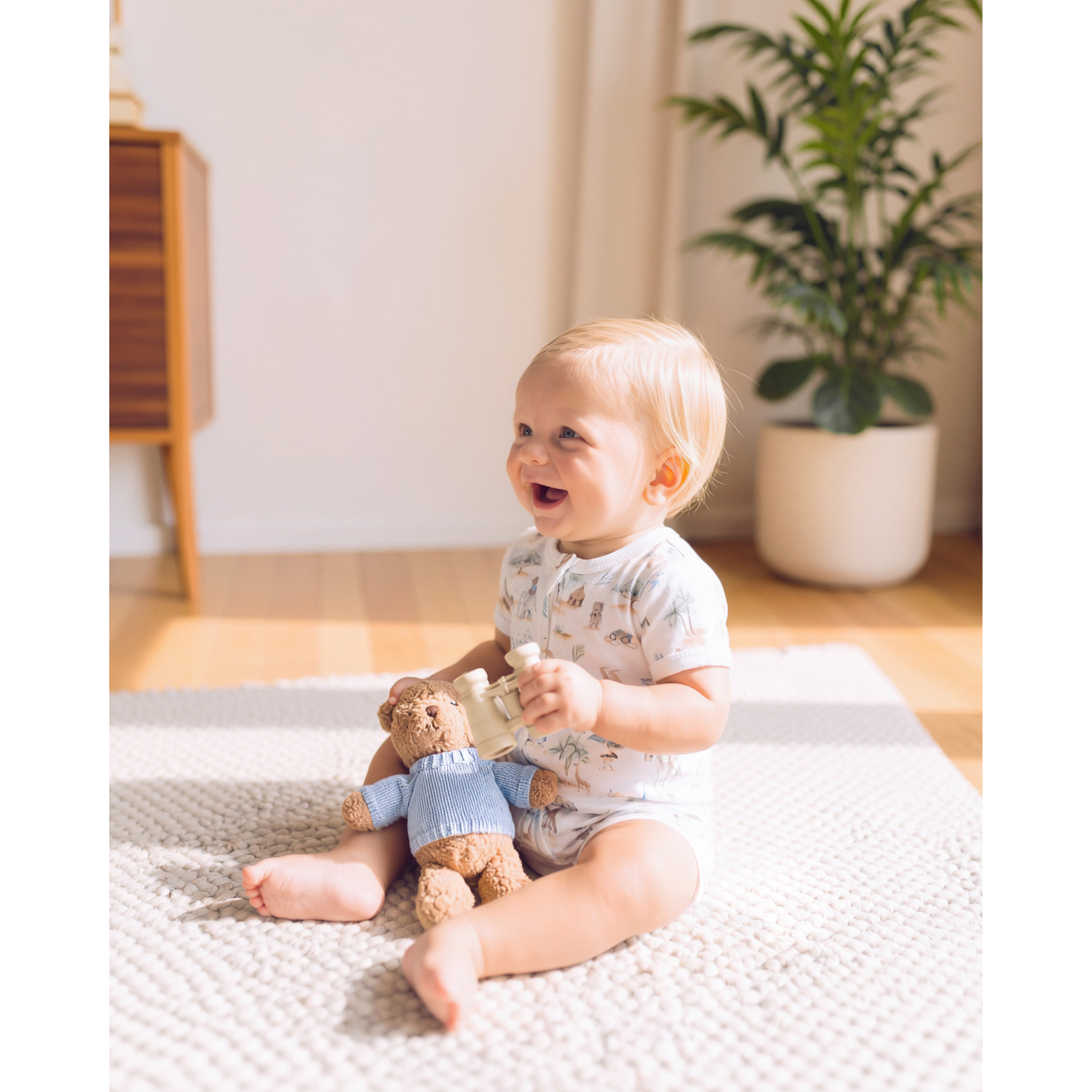 Bebe Brady Organic Ss ZIP Romper - Brady Print
