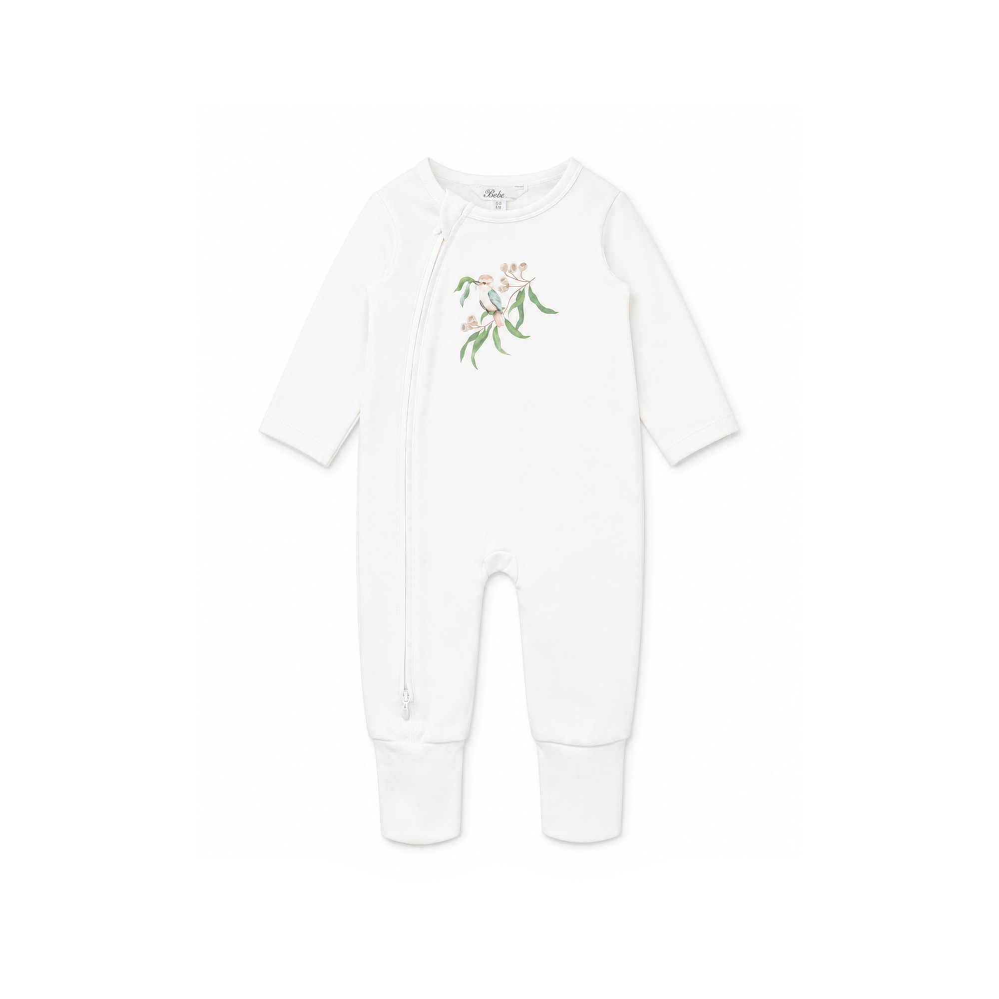 Bebe Taylor Organic Ls Kookaburra Zipsuit - Cloud