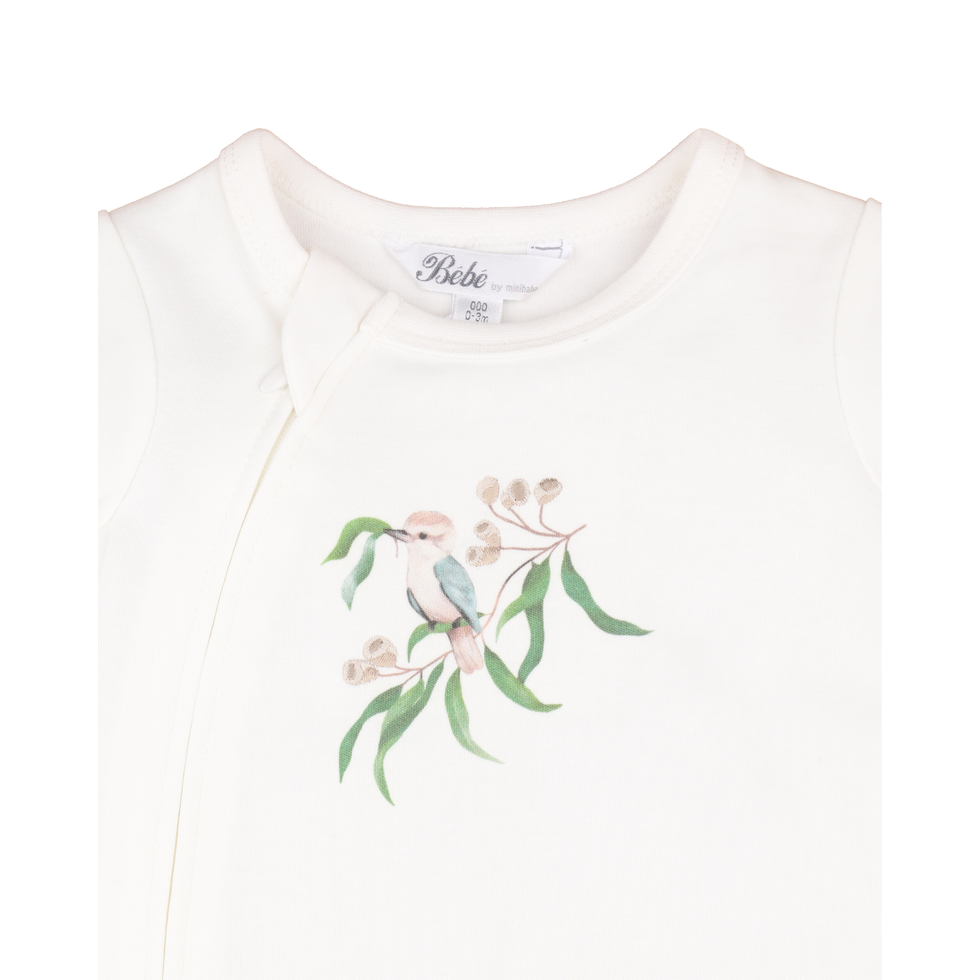 Bebe Taylor Organic Ls Kookaburra Zipsuit - Cloud