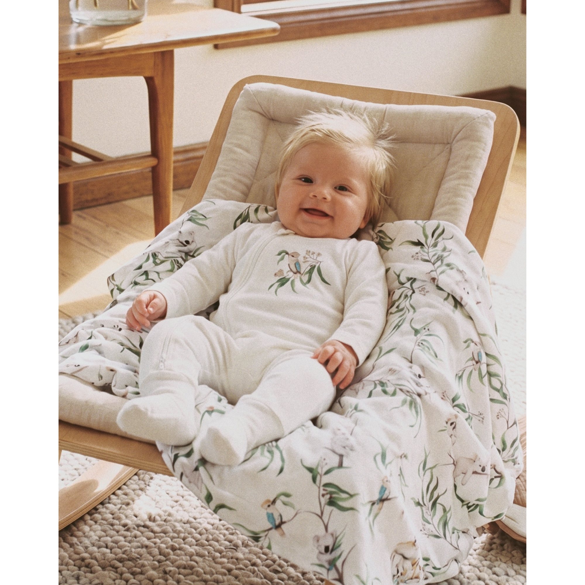 Bebe Taylor Organic Ls Kookaburra Zipsuit - Cloud