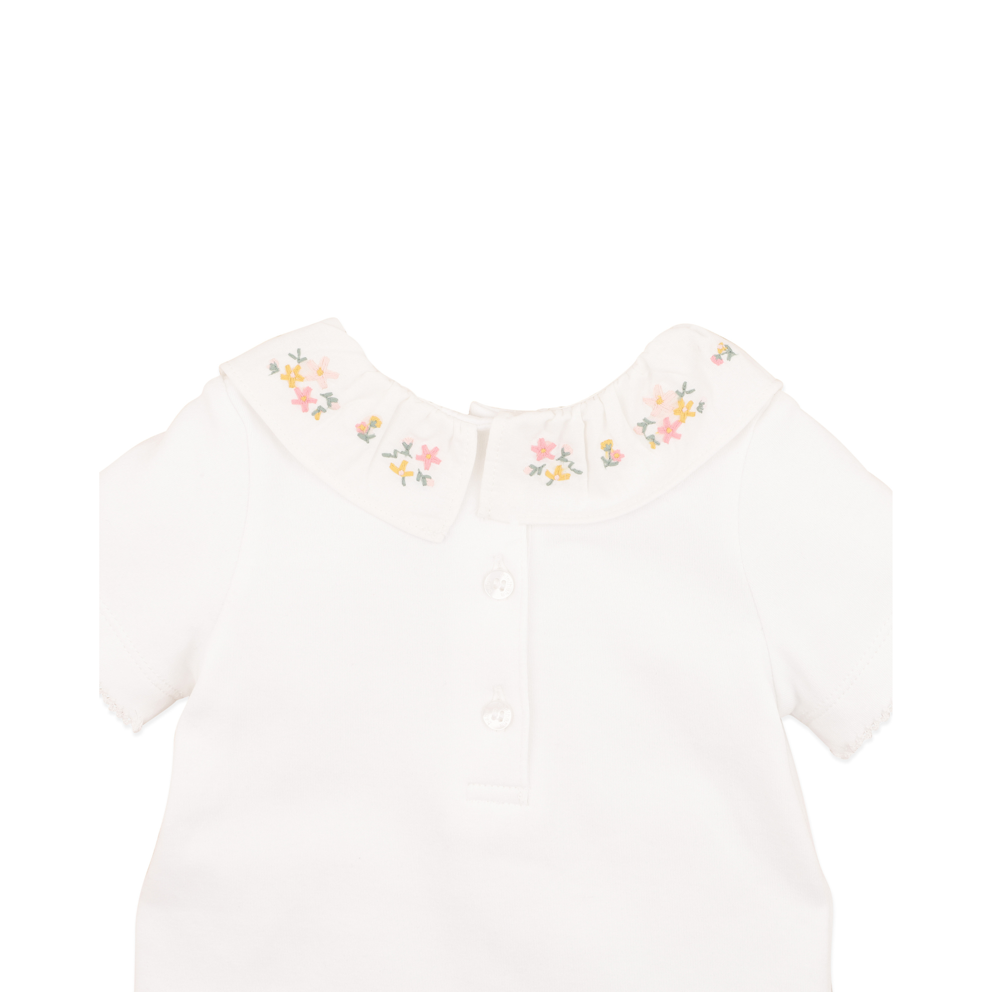Bebe Willa Organic Emb. Collar Bodysuit - Cloud
