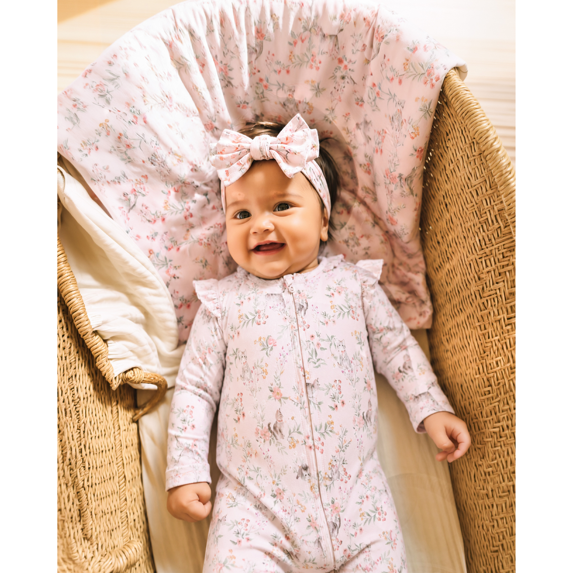 Bebe Willa Organic Ls Zipsuit - Willa Print